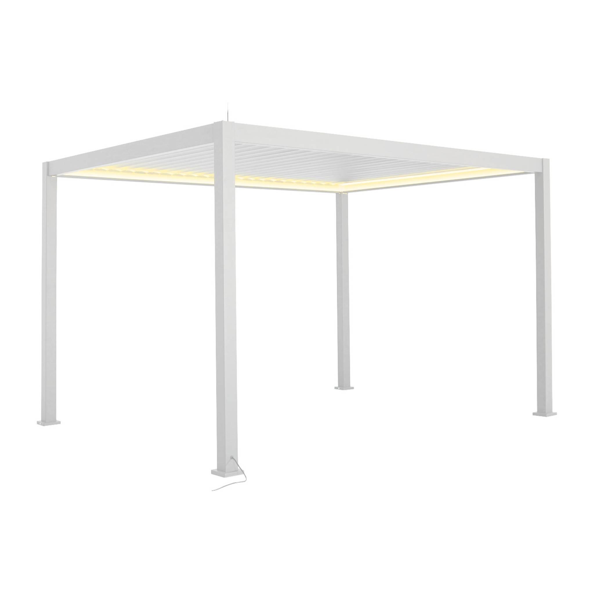 Pérgola eléctrica bioclimática de 3x4m de alumínio com iluminação LED, Branco 3/5