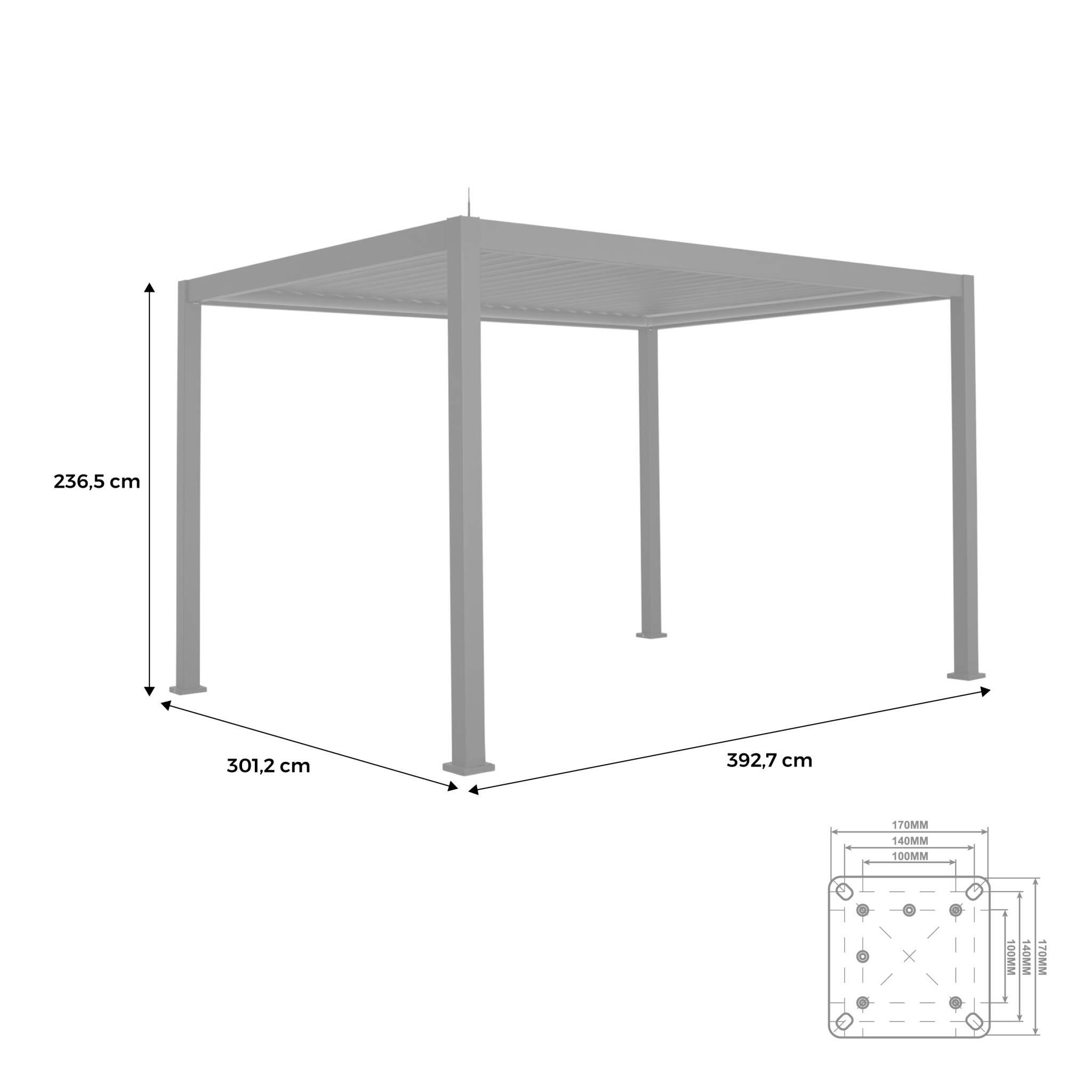 Pérgola eléctrica bioclimática de 3x4m de alumínio com iluminação LED, Branco 4/5
