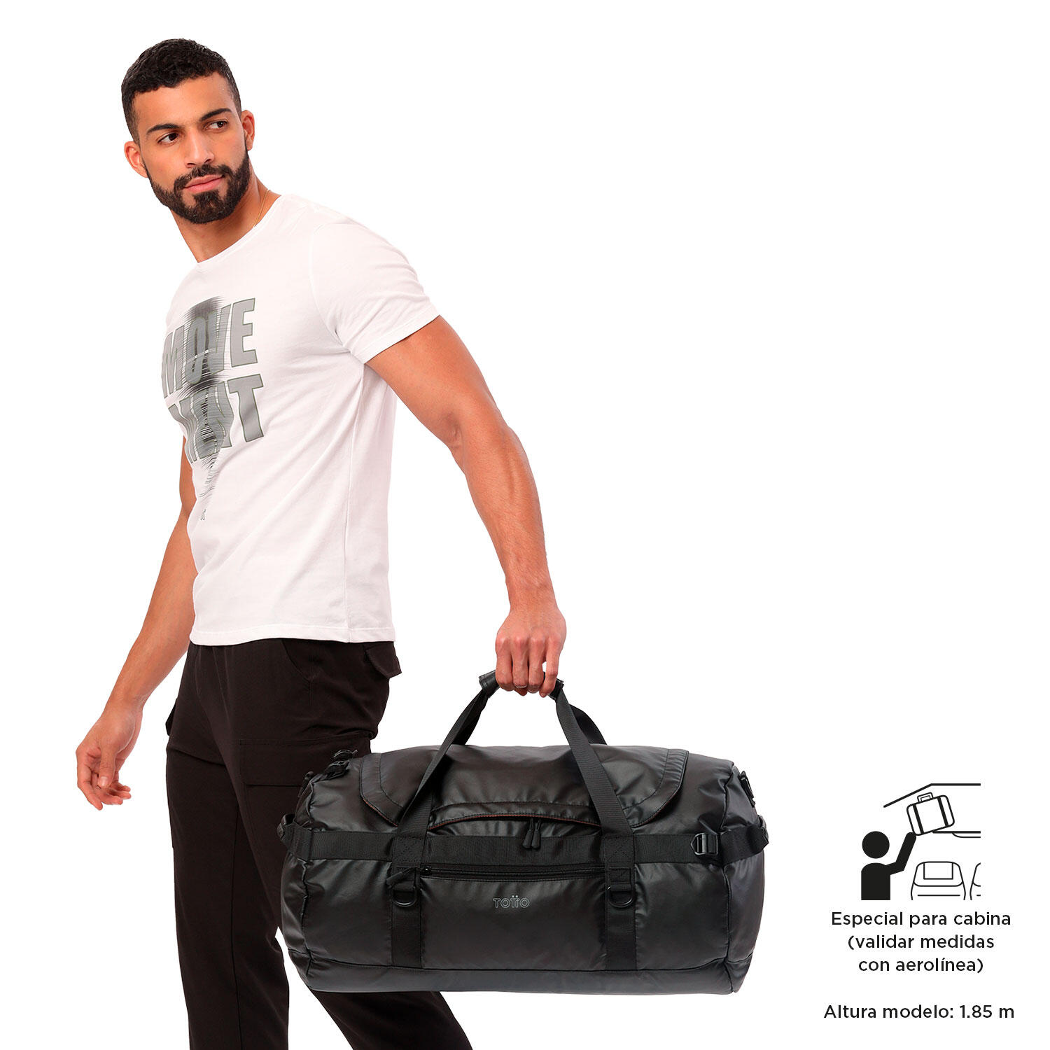 Totto Bolsa viaje 2 en 1 Barrel Negro Poliéster 54 x 31 x 30.5 cm 2/5