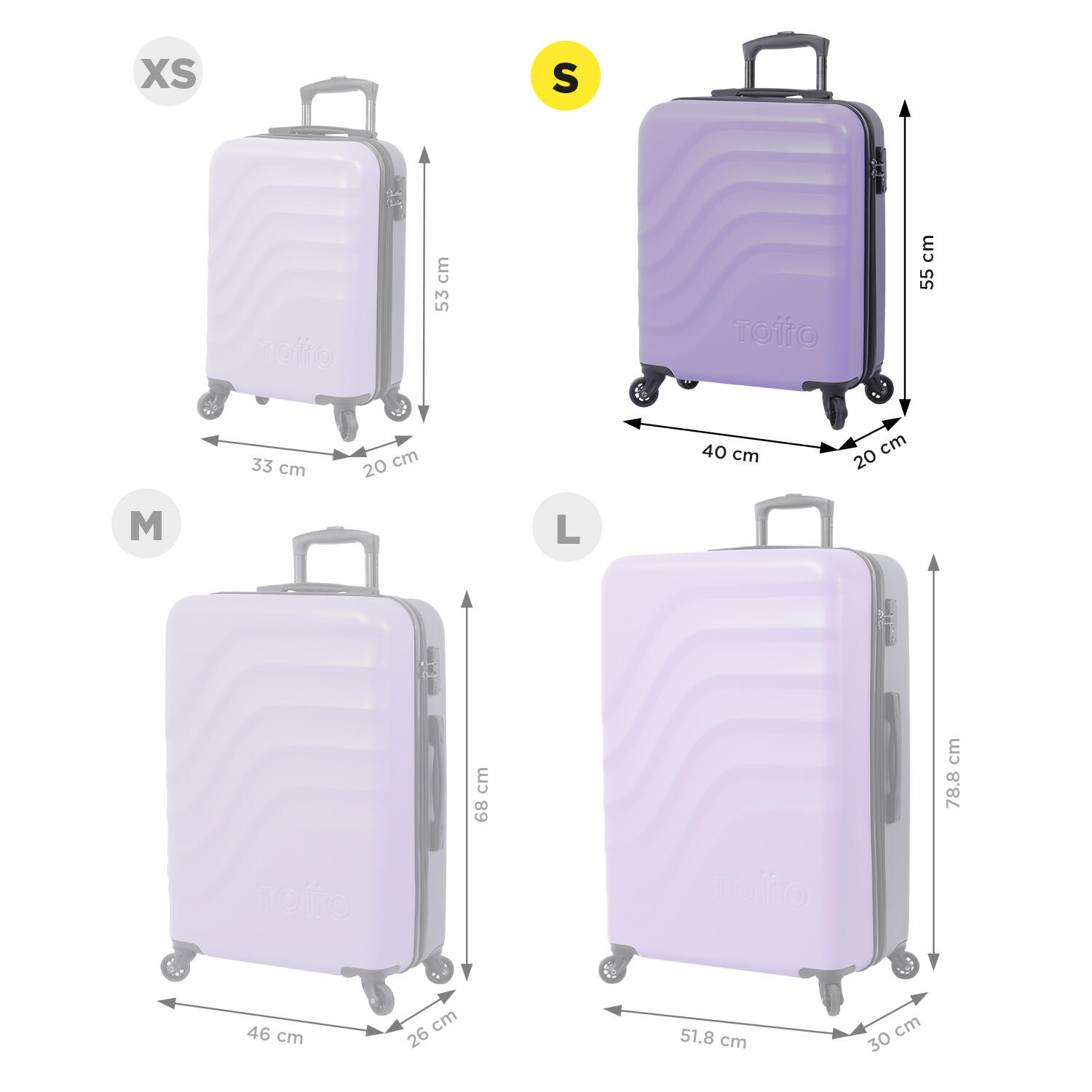Totto Maleta de cabina Bazy Morado Policarbonato 40 x 55 x 20 cm 3/5