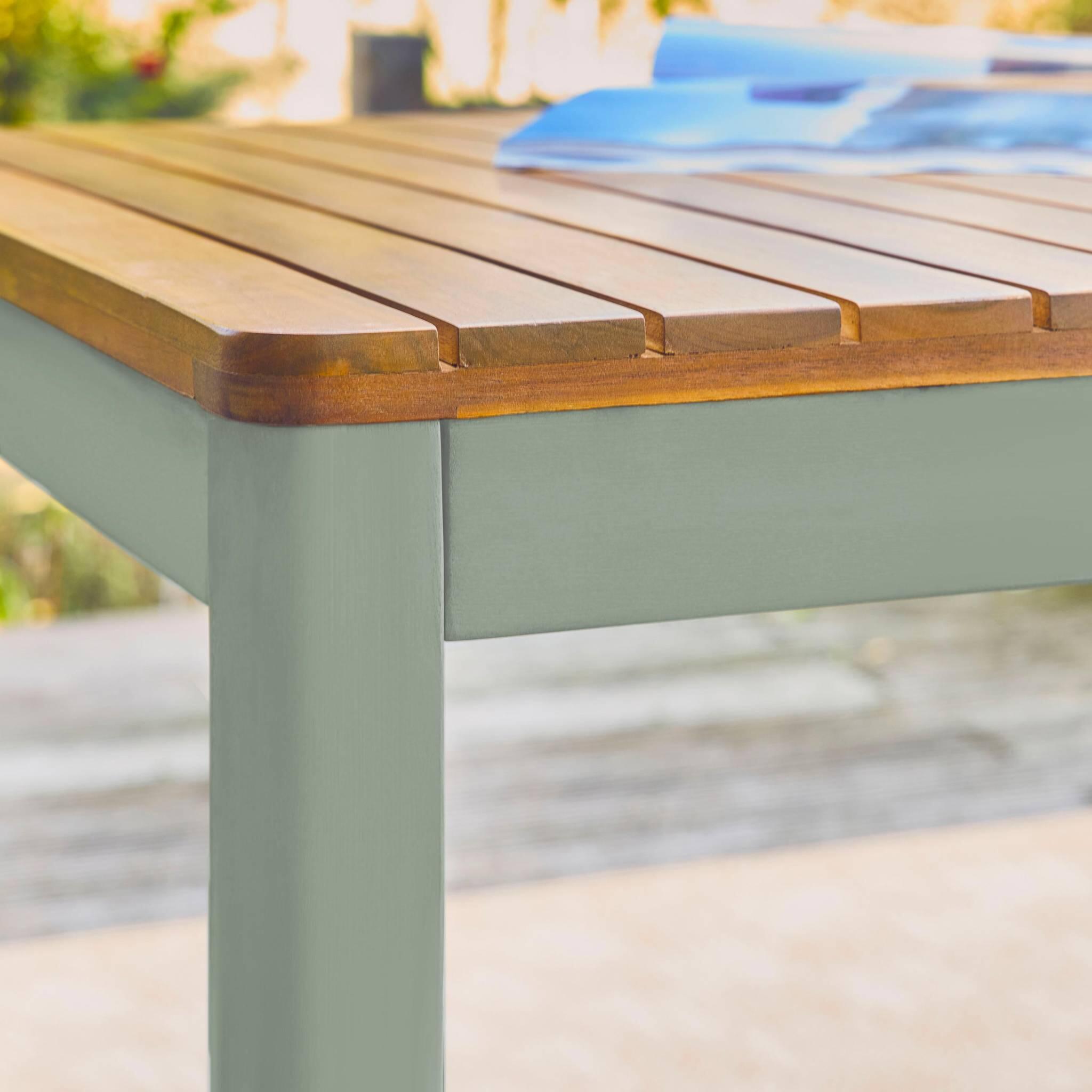 Mesa de jardim de acácia com cantos arredondados, 8 lugares, Verde caqui 3/6
