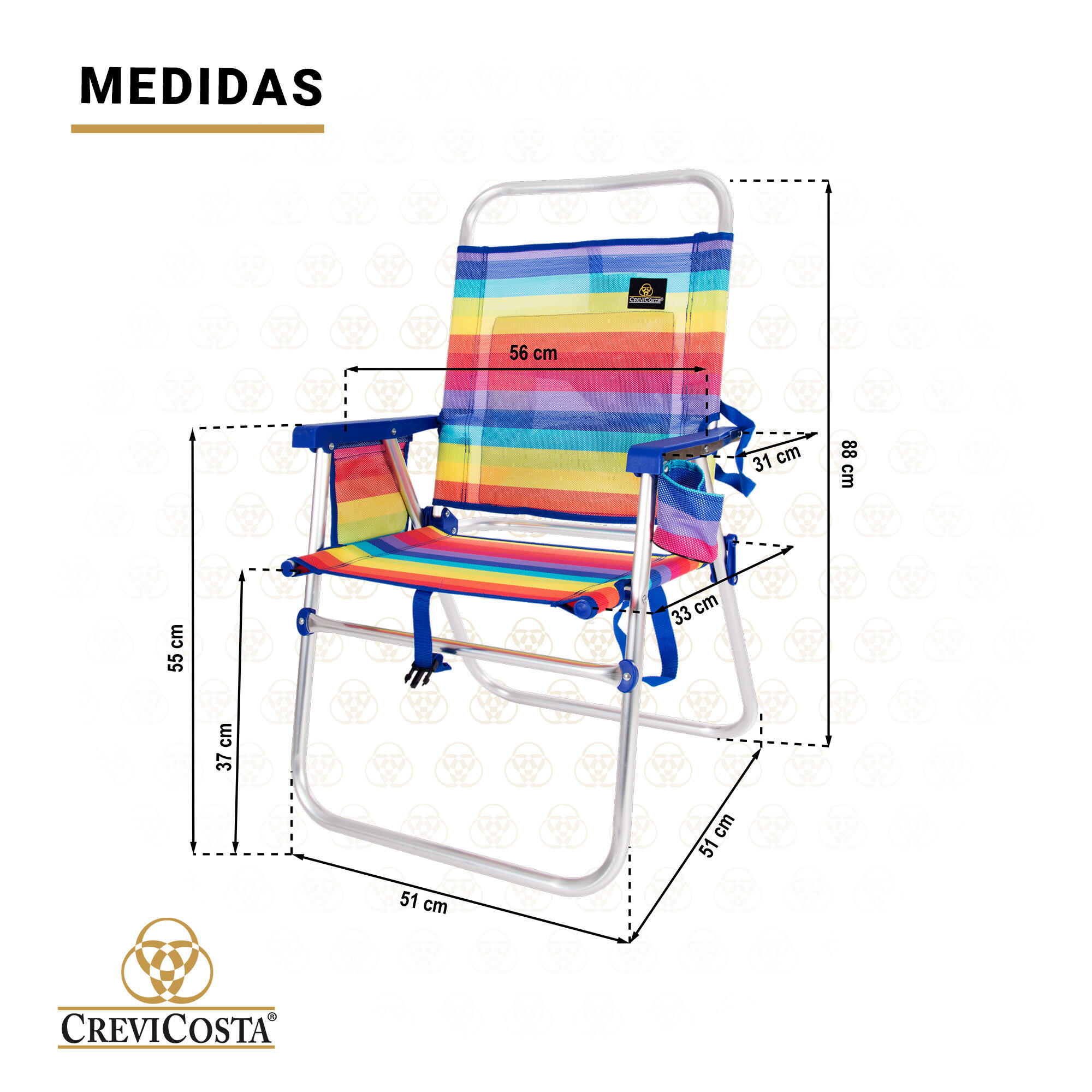 Lote 2 Sillas de Playa 51x56x88 cm Azahar 28082 - CREVICOSTA. Orgullo 5/6