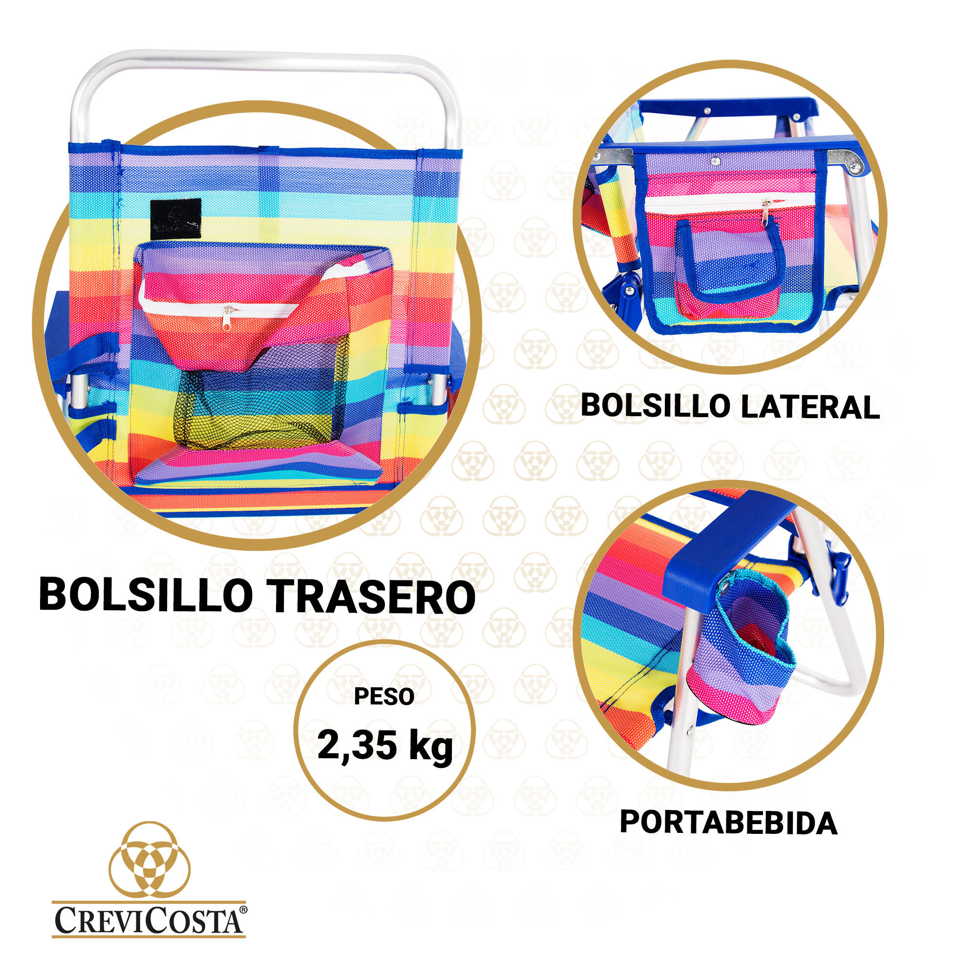 Lote 2 Sillas de Playa 51x56x88 cm Azahar 28082 - CREVICOSTA. Orgullo 3/6