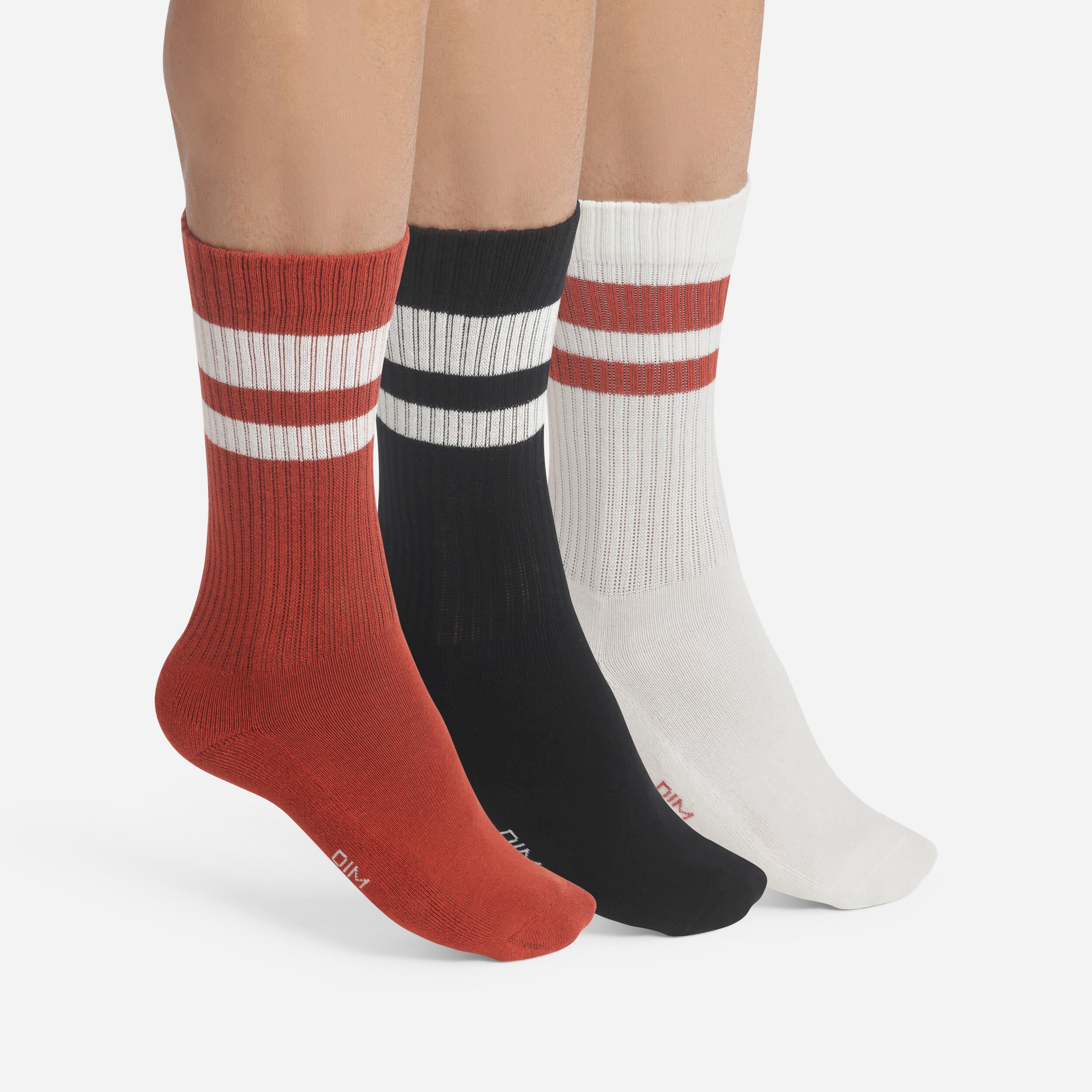 Dim - Lot De 3 Paires De Mi-chaussettes Homme Ecodim Sport - Chaussettes - Orange|rouge - 43/46 - Decathlon