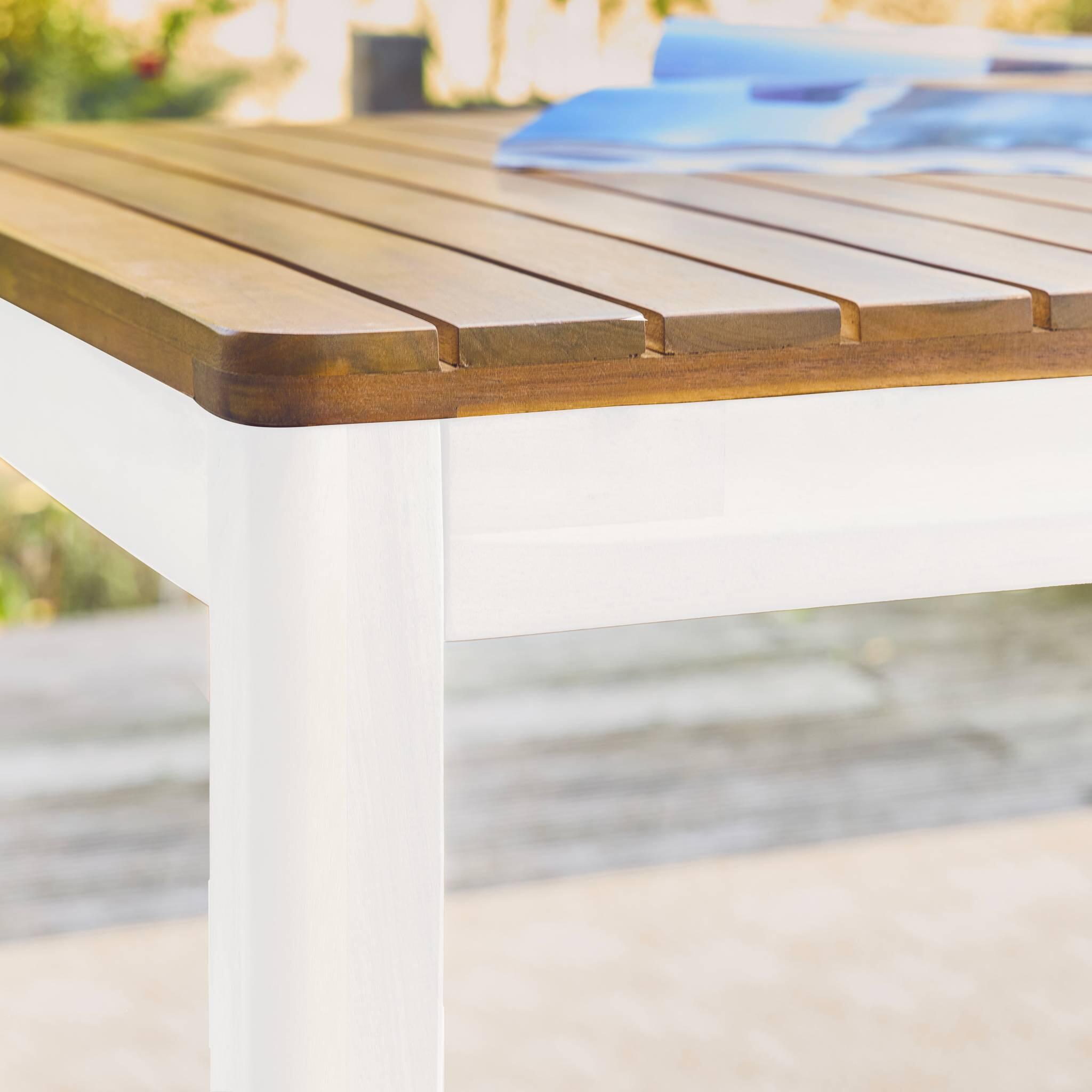 Mesa de jardim de acácia com cantos arredondados, 8 lugares, Branco 2/5