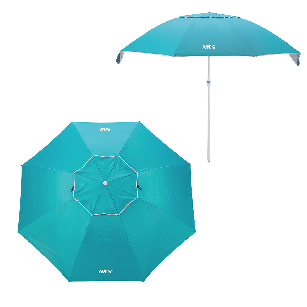 Nils Camp - Parapluie Sunshade Xl Nc7822 220 Cm Nils - Pied De Parasol - Bleu - Taille Unique - Decathlon