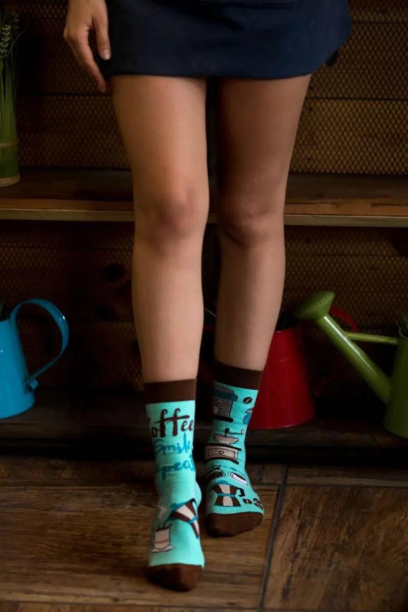 Sosete bumbac Arty Socks Coffee Maro Turcoaz 5/6