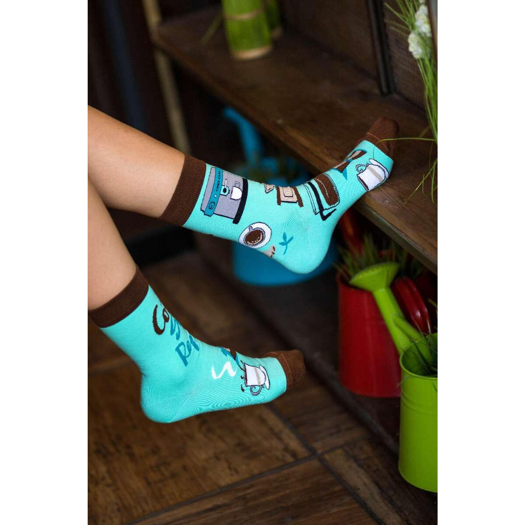 Sosete bumbac Arty Socks Coffee Maro Turcoaz