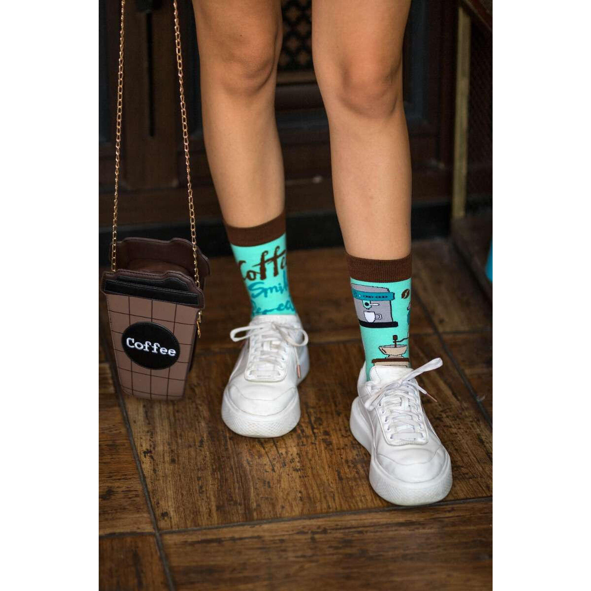 Sosete bumbac Arty Socks Coffee Maro Turcoaz