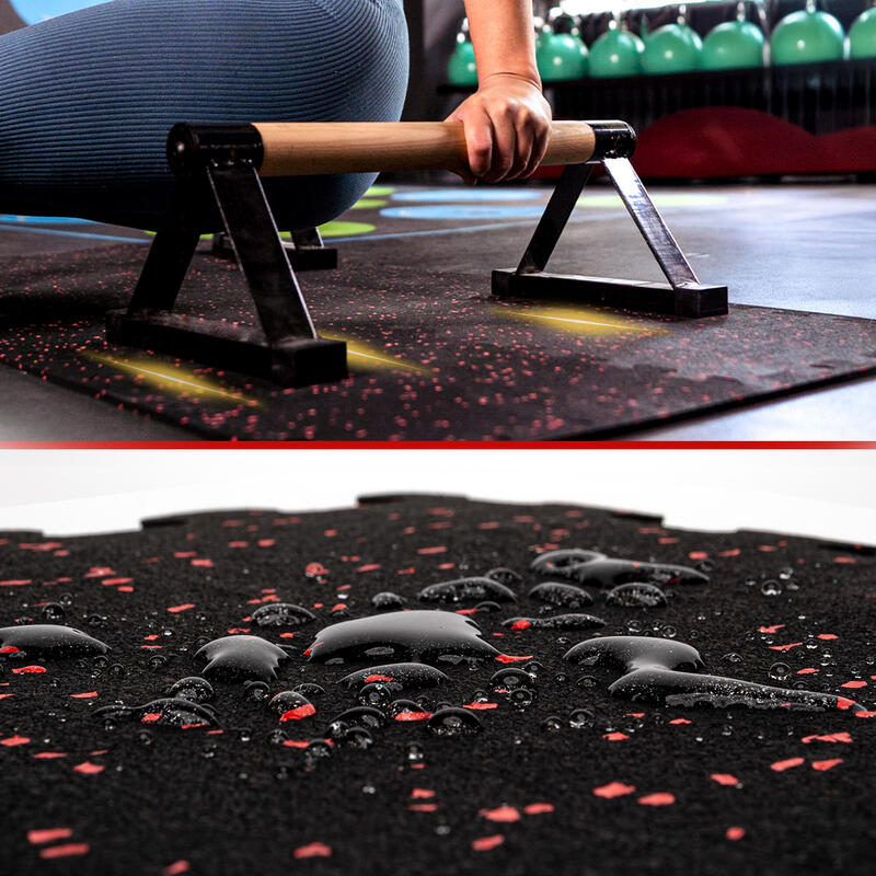 Tapis de sol fitness – caoutchouc épais – set de 80 dalles emboîtables