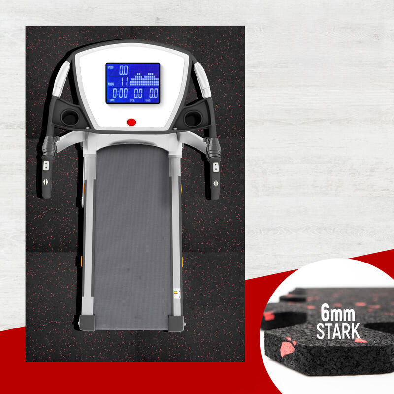 Tapis de sol fitness – caoutchouc épais – set de 80 dalles emboîtables