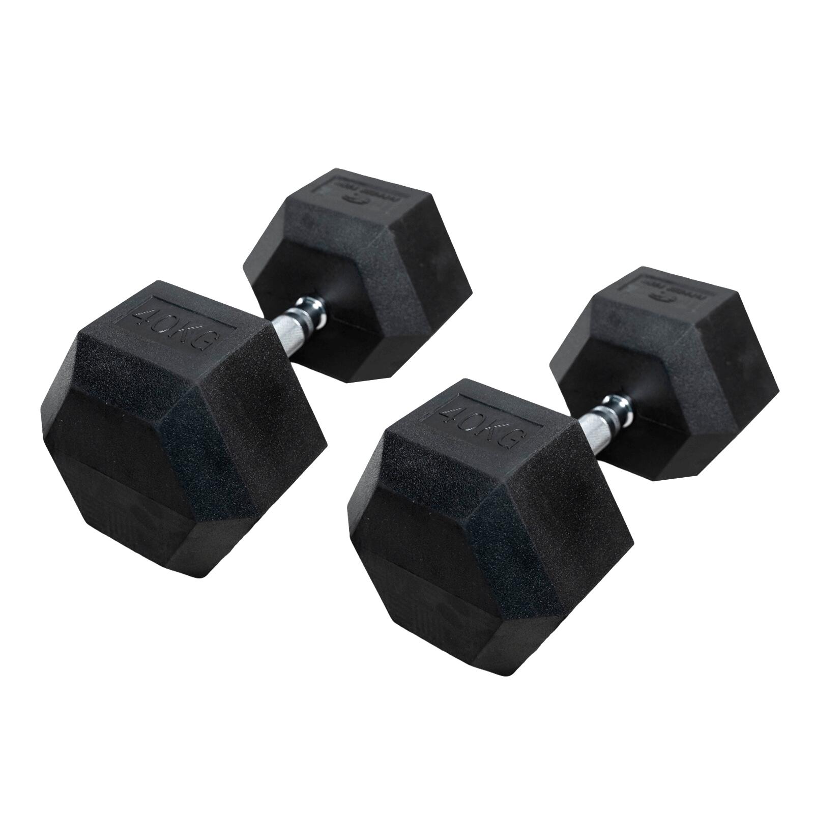 Fitness Tech - Haltères Hexagonales 40kg Fitness Tech Set 2 Unités - Kit Haltères - Noir - Decathlon