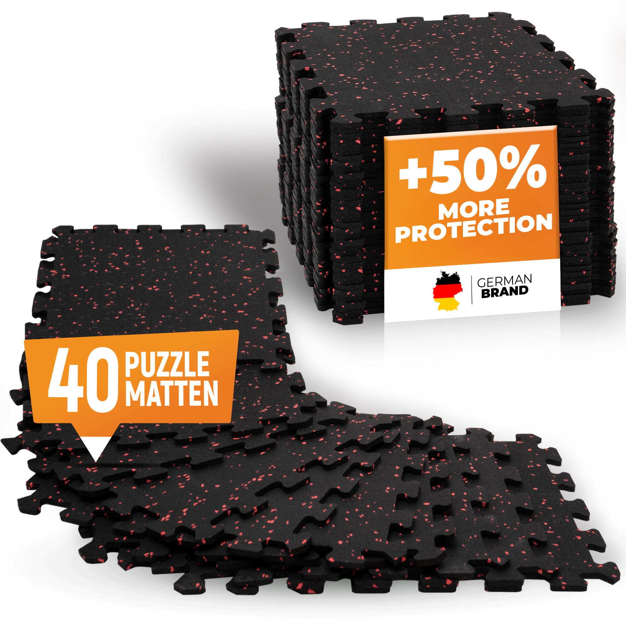 NEOLYMP Bodenschutzmatte Fitness - schwere Kautschuk-Bodenmatte - 40er Set Puzzlematte