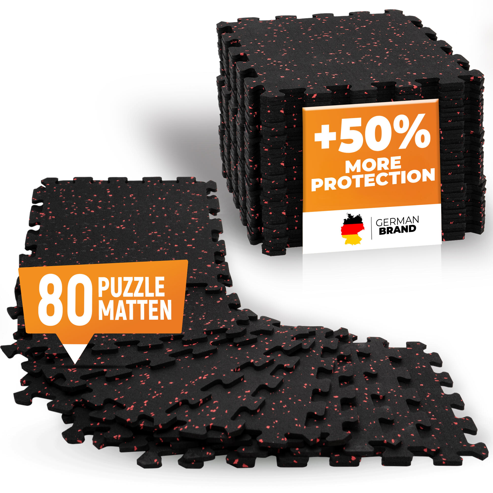 Bodenschutzmatte Fitness - schwere Kautschuk-Bodenmatte - 80er Set Puzzlematte 1/7