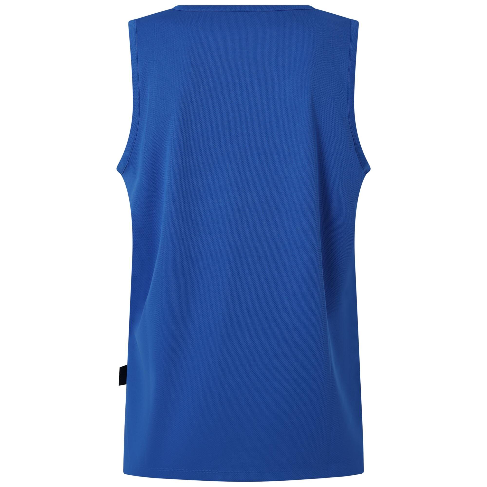 Completo canotta pantaloncino da bambino in poliestere blu da basket 4/7