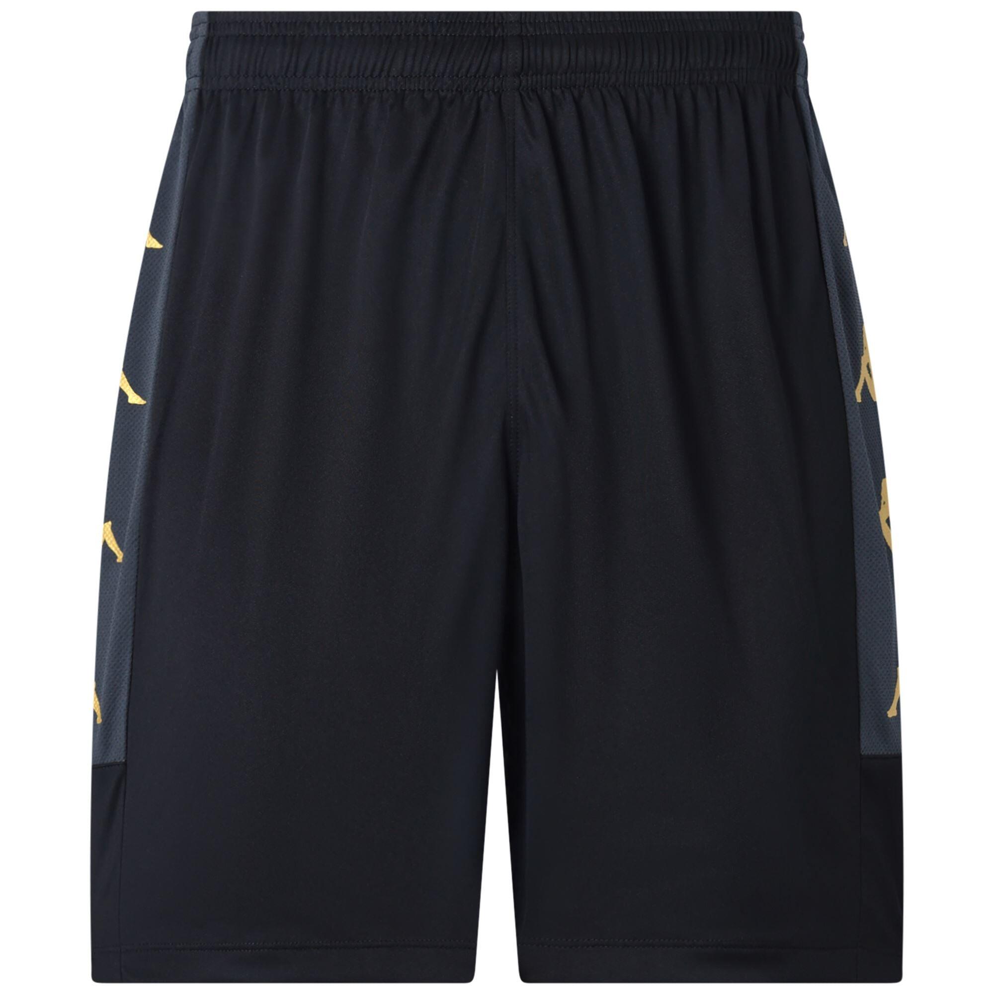 Pantaloncini sportivi da bambino in poliestere nero da calcio 2/7