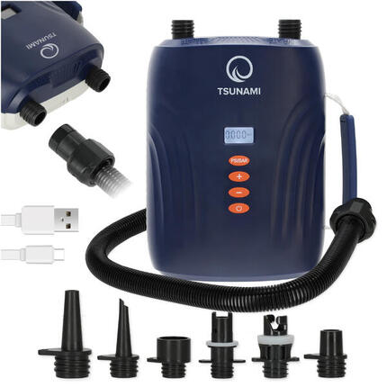 Elektrische SUP Pumpe Akku 12V Auto-Stopp Luftpumpe Stand Up Paddle TSUNAMI