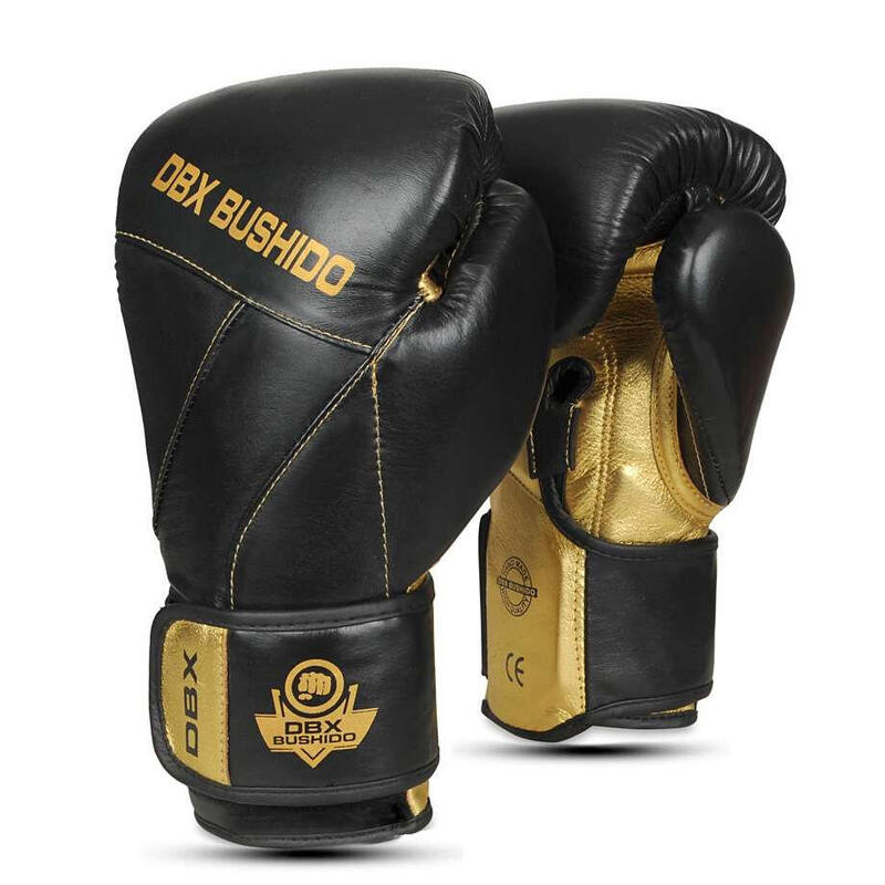 Rękawice bokserskie ze skóry naturalnej DBX Bushido "HAMMER - GOLD"