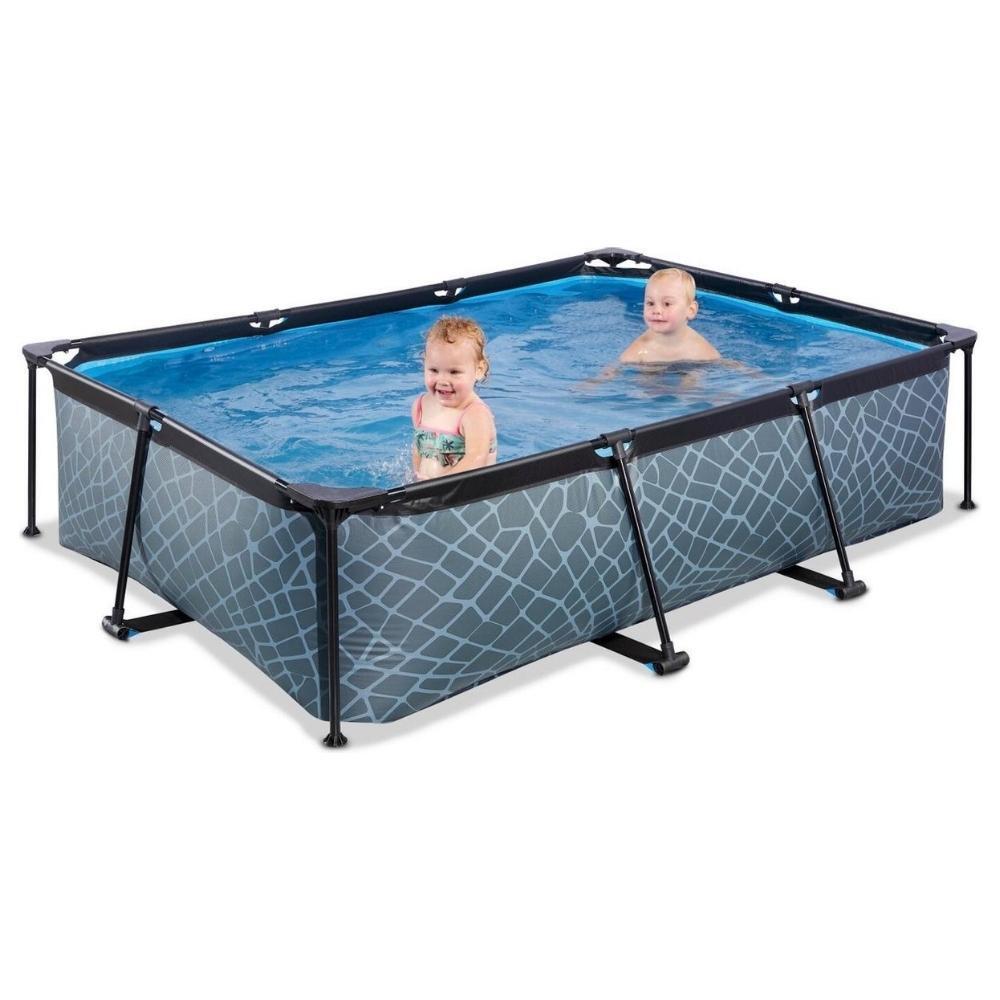 EXIT TOYS EXIT Stone zwembad 220x150x65cm met filterpomp - grijs