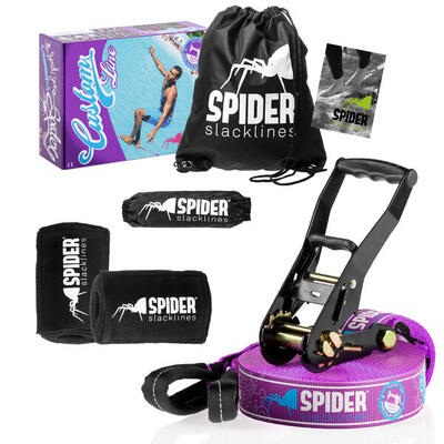 Kit Slackline Custom - Set completo fettuccia Lunghezza 15m con 1xCricchetto