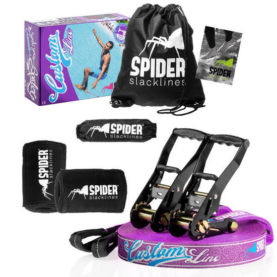 Kit Slackline Custom - Set completo fettuccia Lunghezza 35m con 2xCricchetto