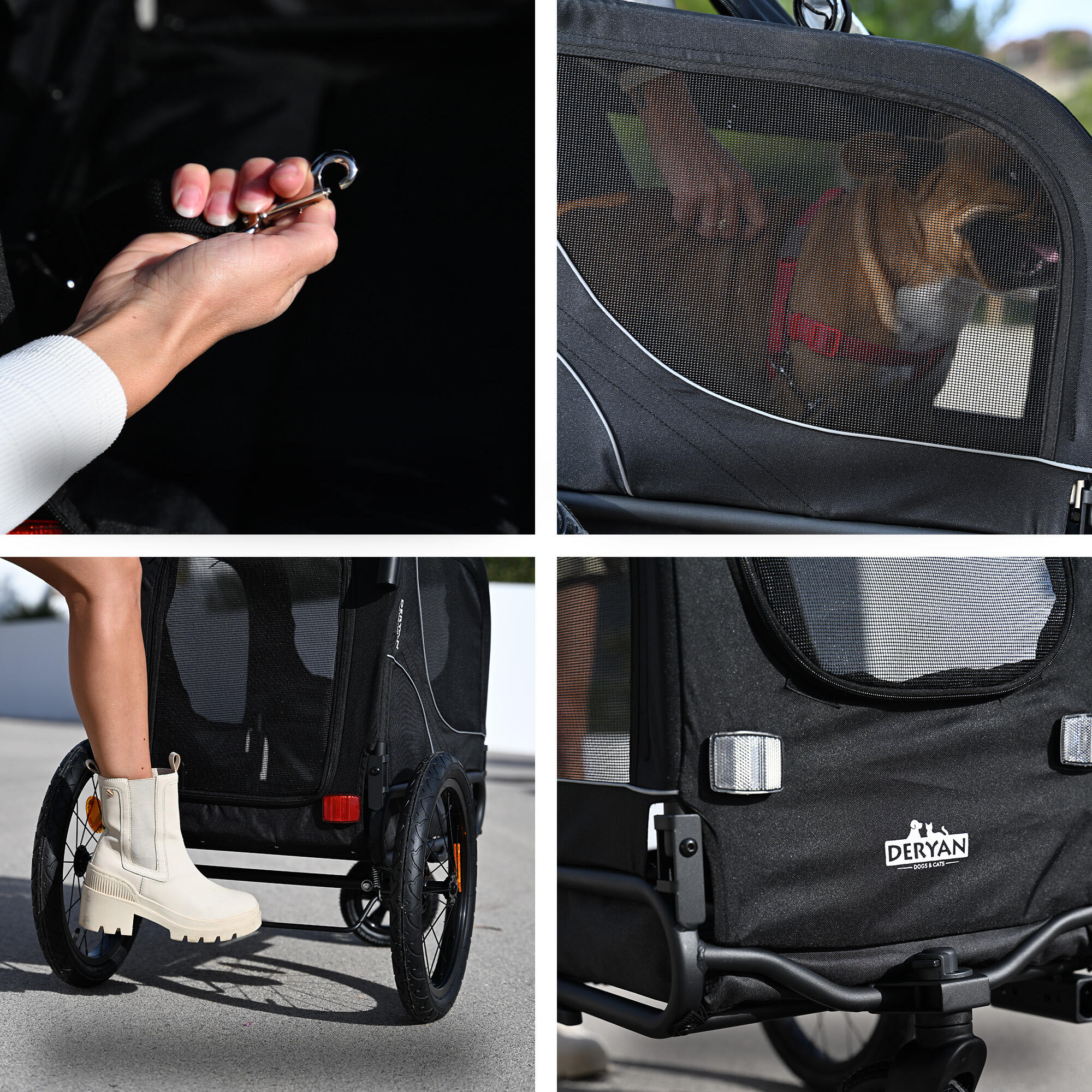 Deryan Luxe Pet Trailer - Remorque pour vélo - Remorque pour chien - Max. 20 kg 6/7