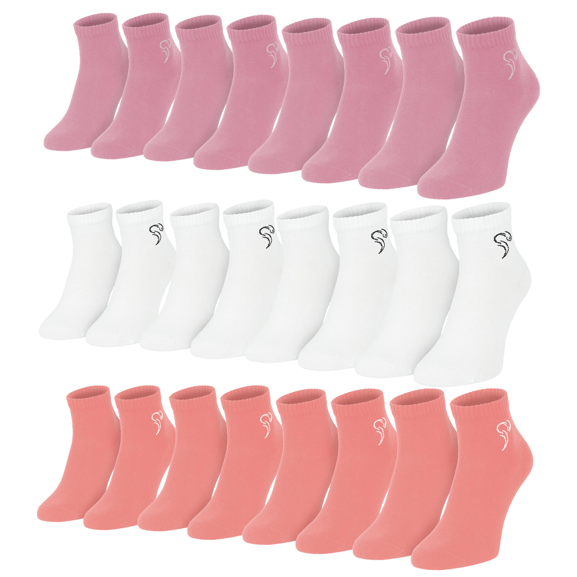 Calze medie | 12 paia quarter | Donna e uomo | Bianco/rosa/albicocca 2/7