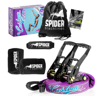 Kit Slackline Custom - Set completo fettuccia Lunghezza 25m con 2xCricchetto