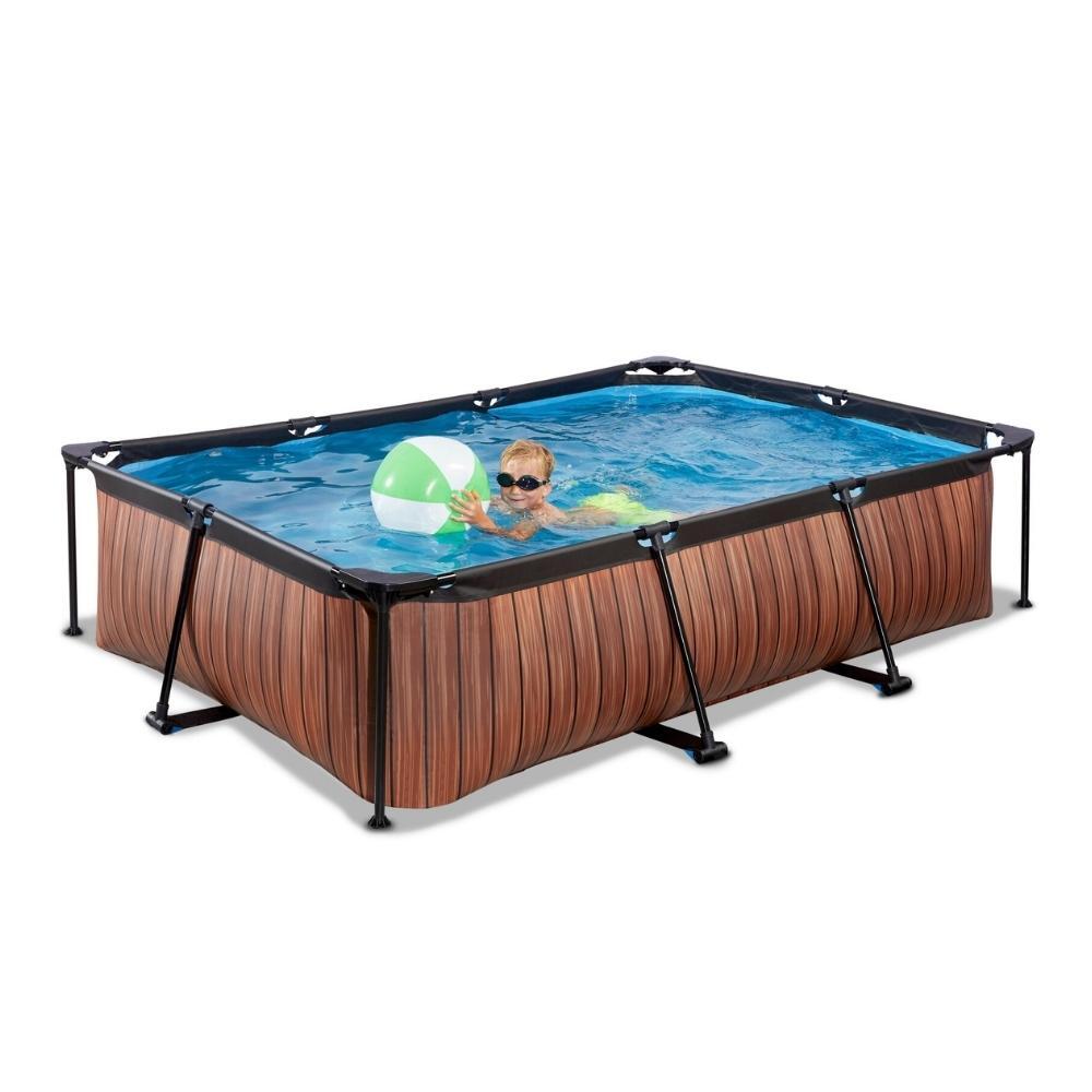 EXIT TOYS EXIT Wood zwembad 300x200x65cm met filterpomp - bruin