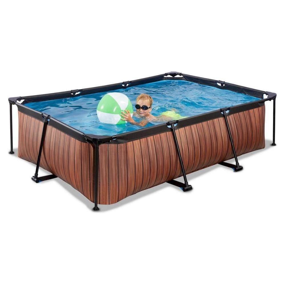 EXIT TOYS EXIT Wood zwembad 220x150x65cm met filterpomp - bruin