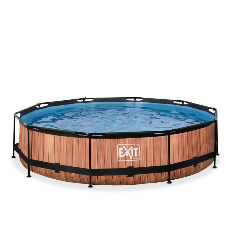 EXIT Wood Piscine ø360x76cm avec pompe de filtration - brun