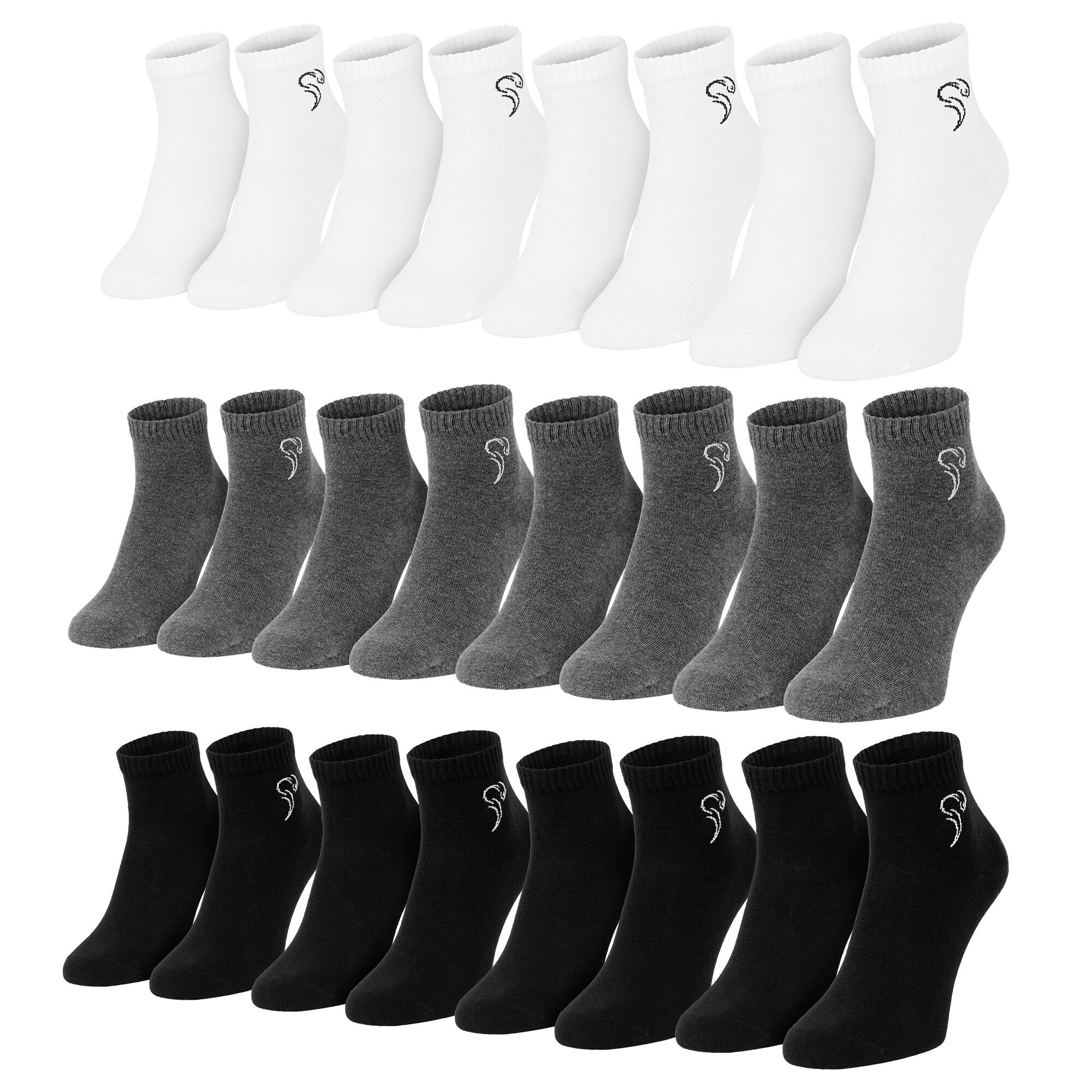 12 Paar Quarter Sneaker Socken aus Baumwolle Schwarz/Grau/Weiß-43/46 2/7