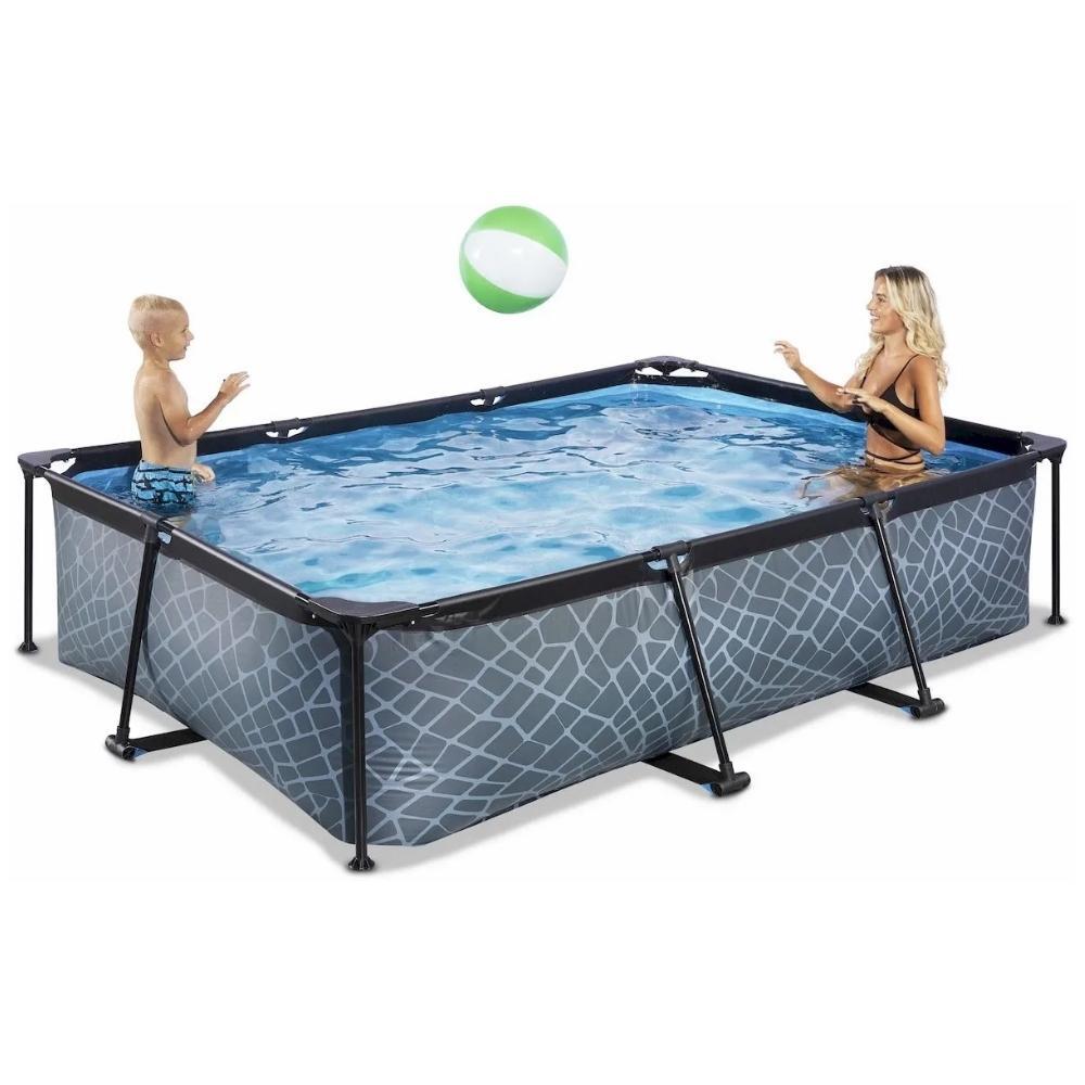EXIT TOYS EXIT Stone zwembad 300x200x65cm met filterpomp - grijs