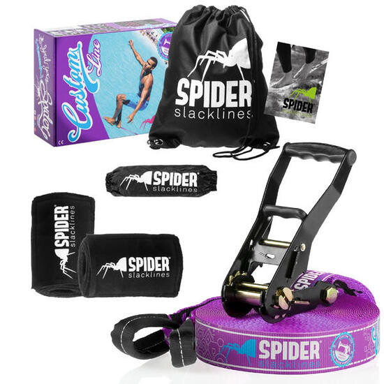 Kit Slackline Custom - Set completo fettuccia Lunghezza 20m con 1xCricchetto