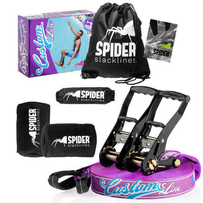 Kit Slackline Custom - Set completo fettuccia Lunghezza 30m con 2xCricchetto