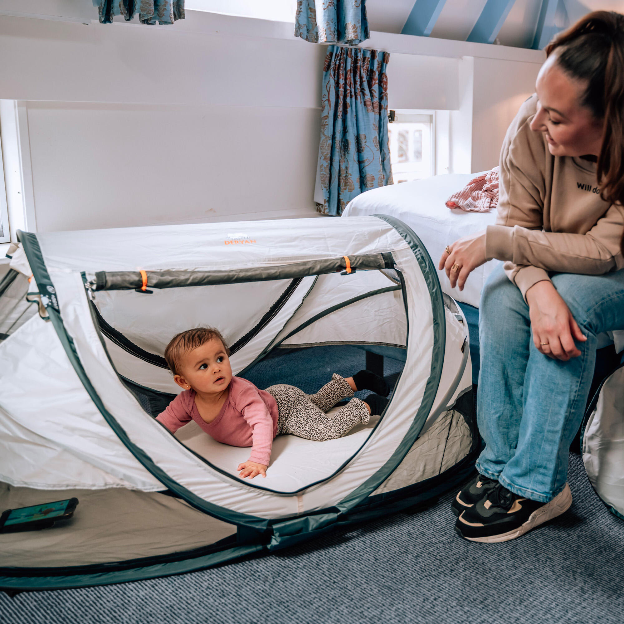 Lit de camping Peuter Luxe- Avec matelas autogonflant - Crème 5/8