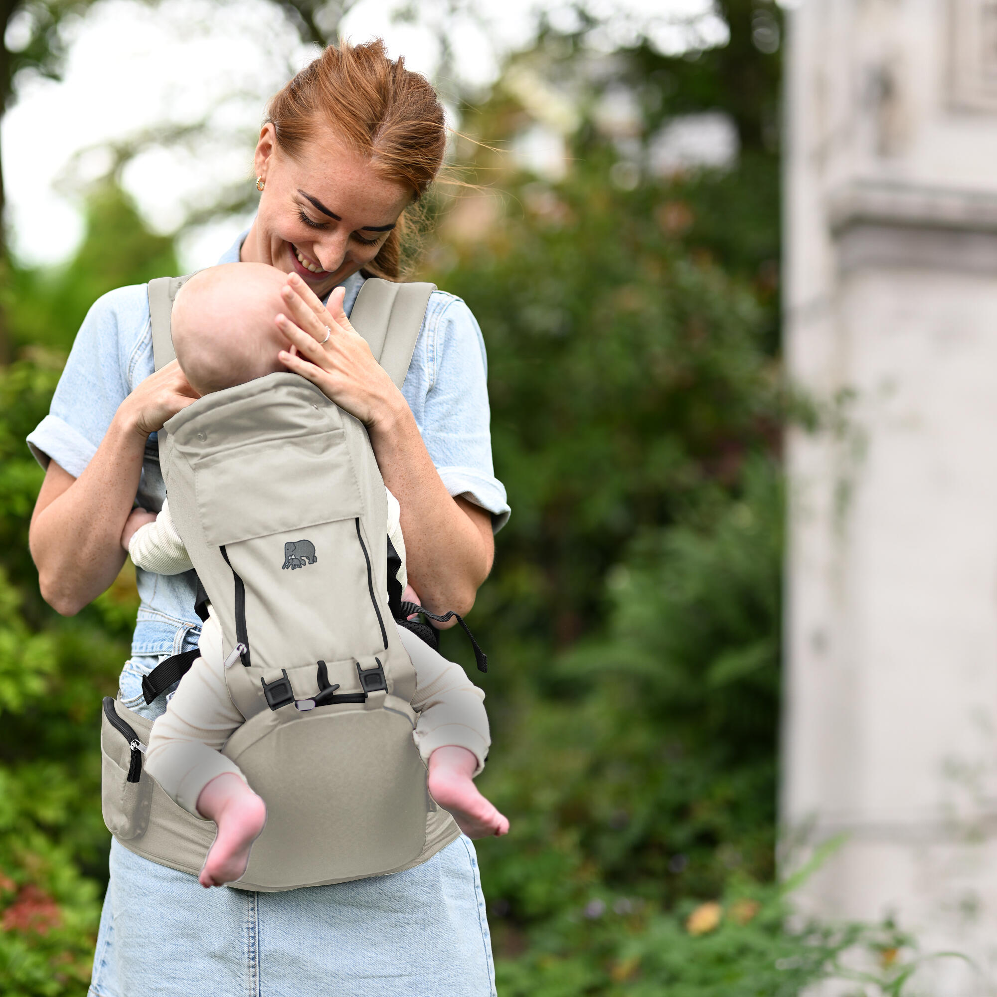 Deryan Pack Luxe Ergonomische draagzak - Babydrager + Opbergvakjes - Zand 2/5