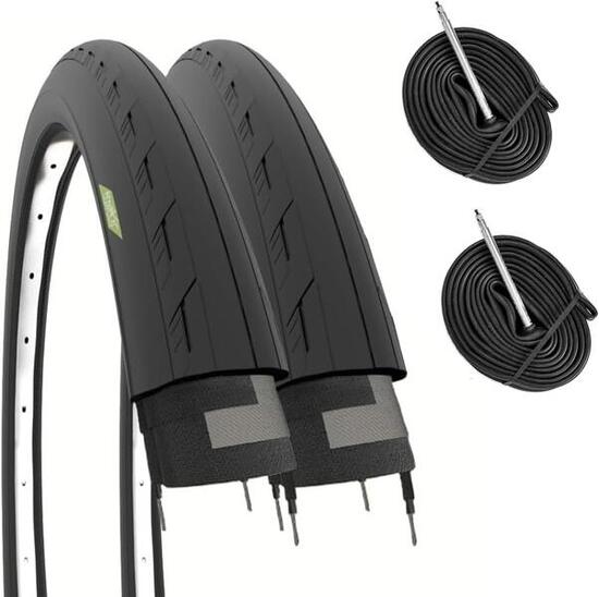 2 copertoni 700x25C (25-622) + camere pneumatici bici corsa 700 x 25C BDC EV