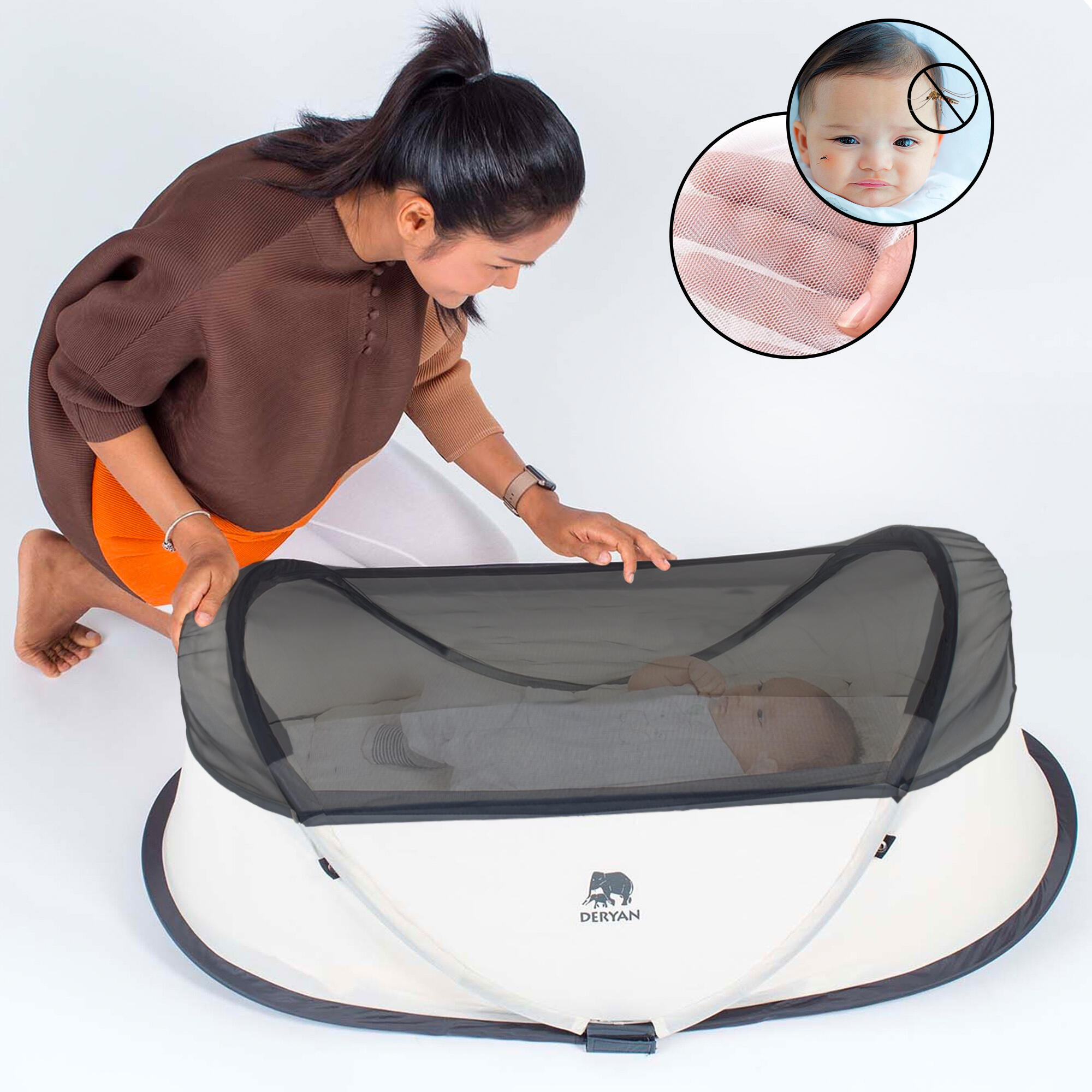 Infant Pop-Up BabyBox - Lit de camping - Moustiquaire pour bébé - Crème 6/7