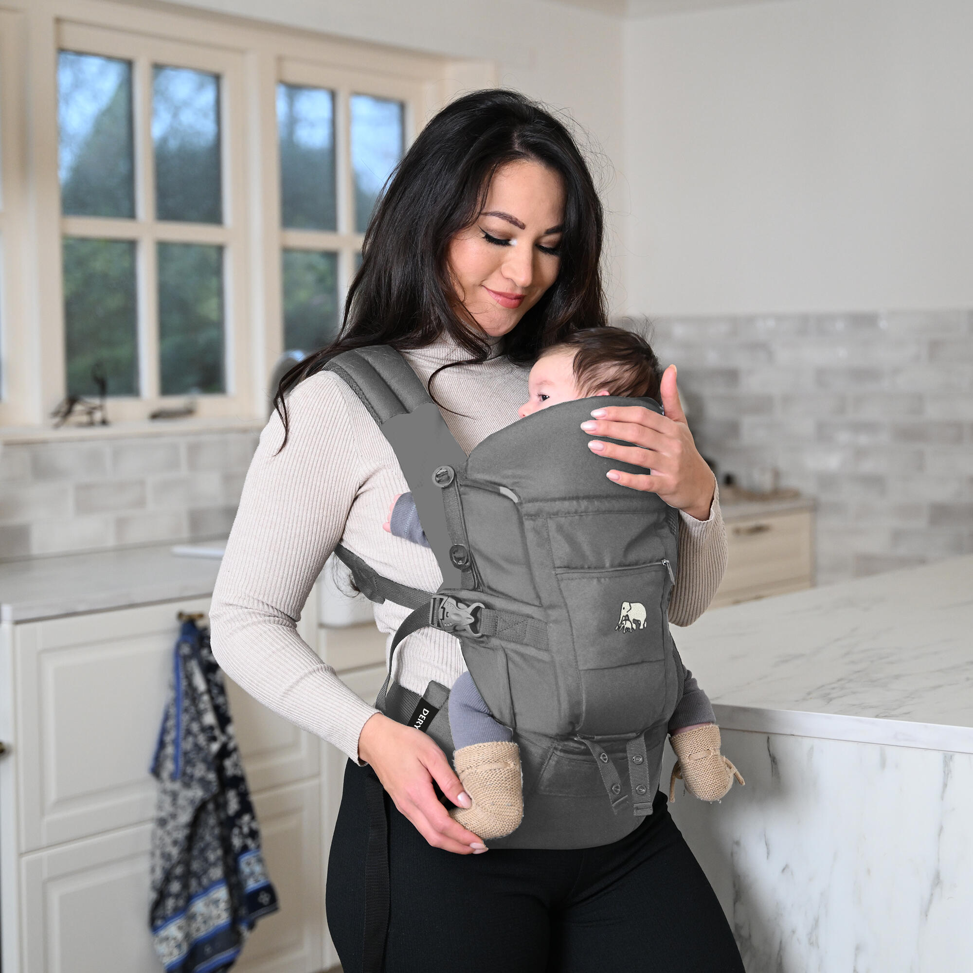 Porte-bébé ergonomique - Porte-bébé ventral 4-en-1 - Gris 3/7