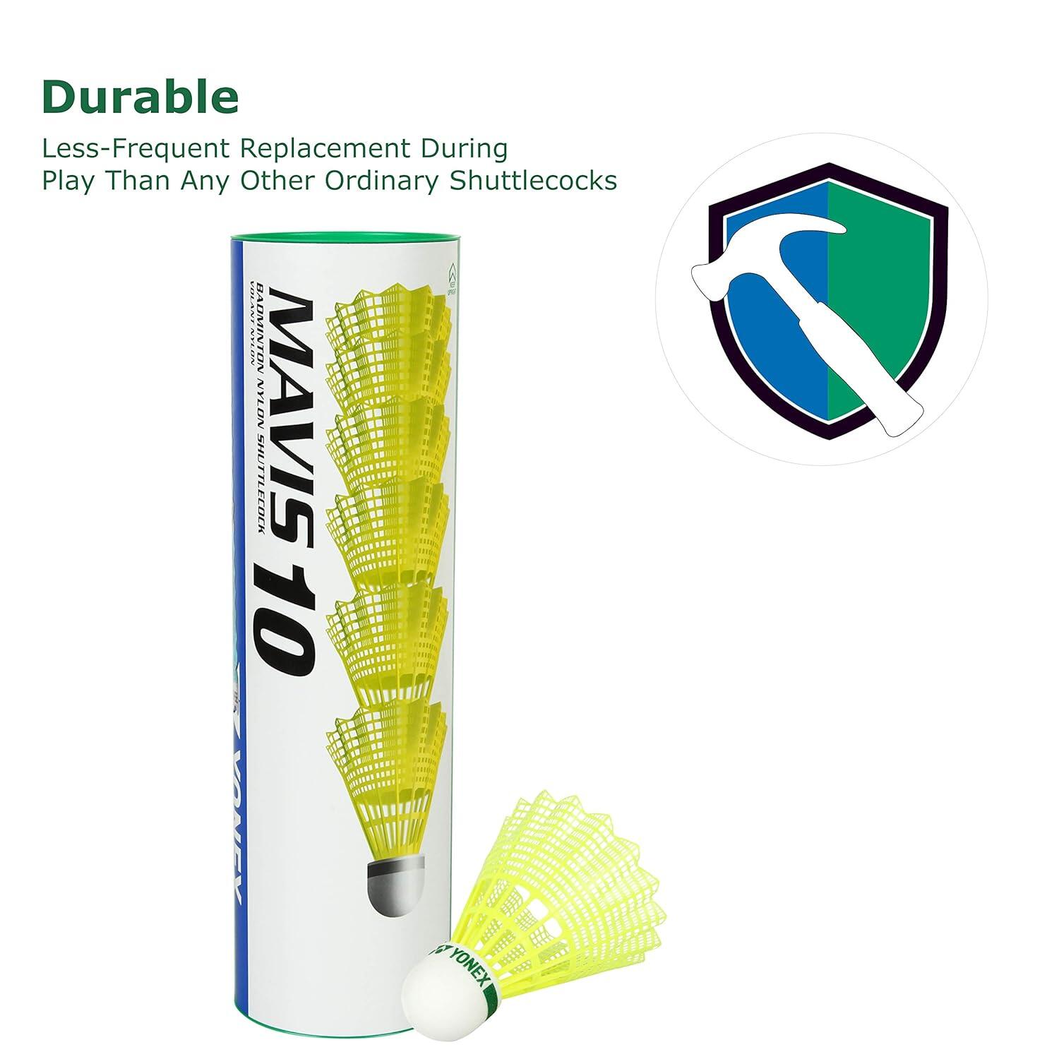 Yonex Mavis 10 Nylon Shuttlecocks (Green/Yellow)