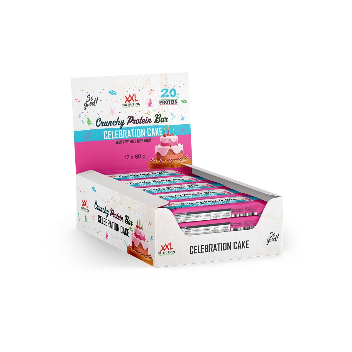 XXL NUTRITION Crunchy Protein Bar - Tot 22g Eiwit - Eiwitrepen - Celebration Cake - 12 Pack