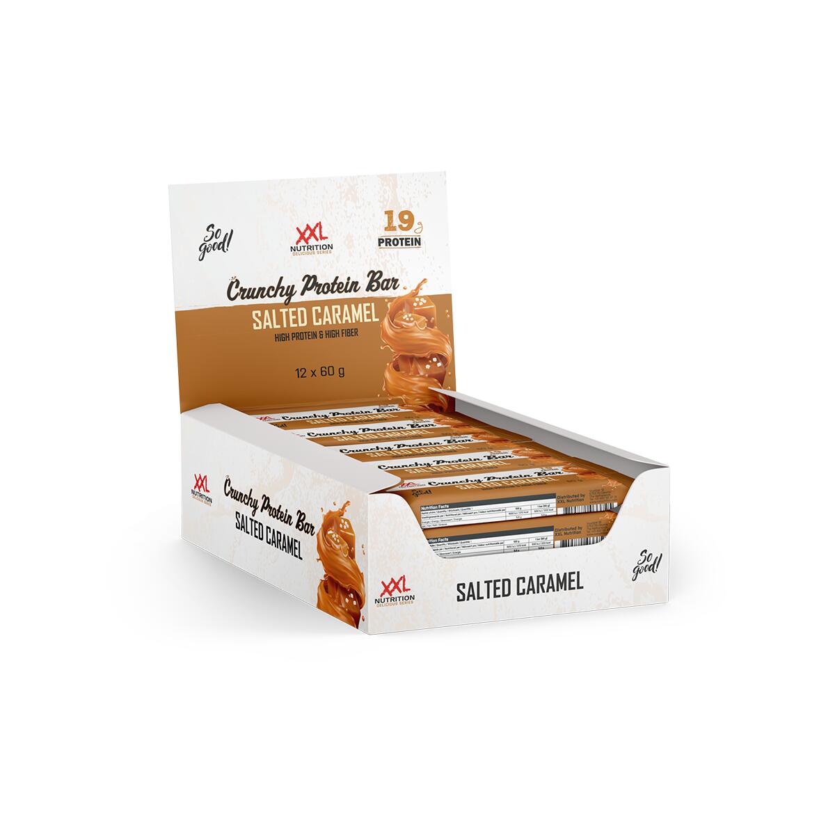 XXL NUTRITION Crunchy Protein Bar - Tot 22g Eiwit - Eiwitrepen - Gezouten Karamel - 12 Pack