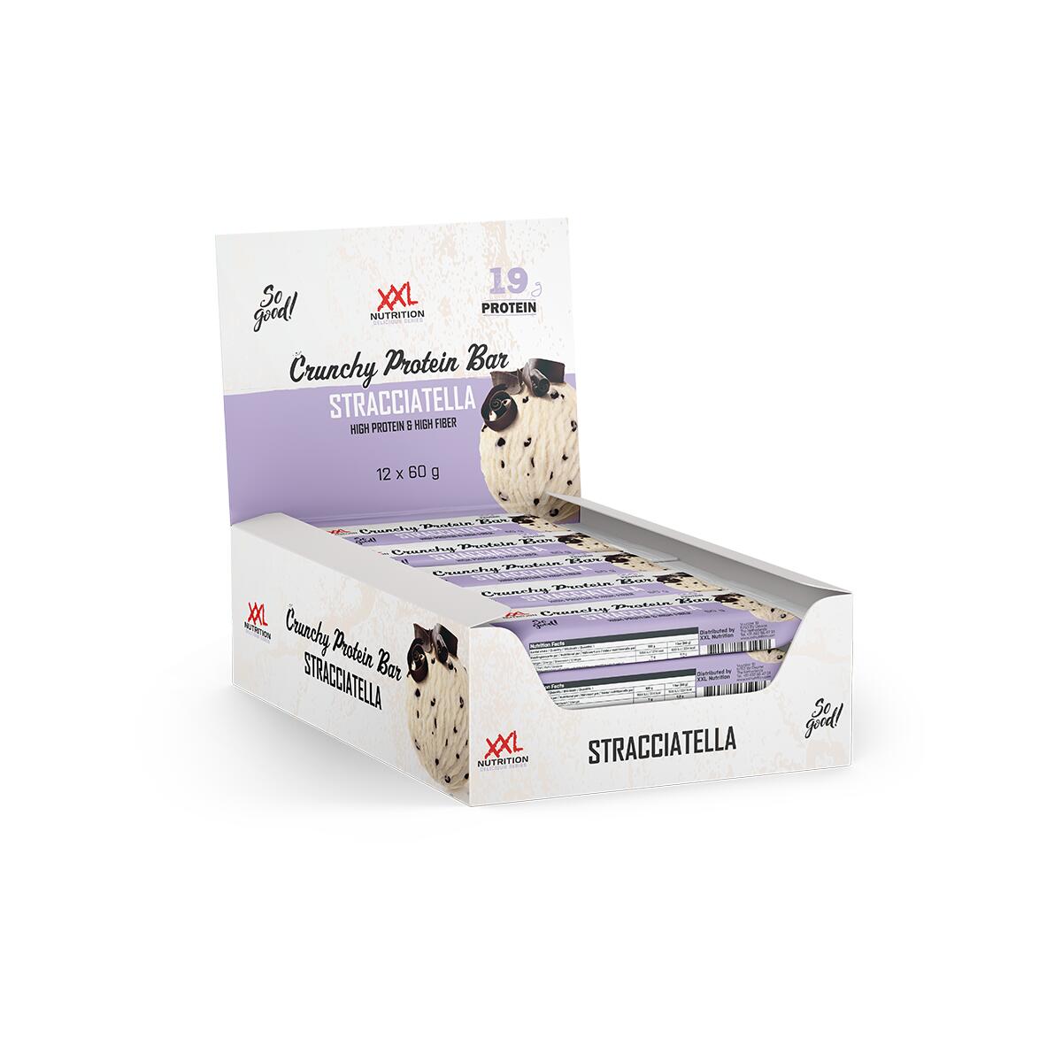 XXL NUTRITION Crunchy Protein Bar - Tot 22g Eiwit - Eiwitrepen - Stracciatella - 12 Pack