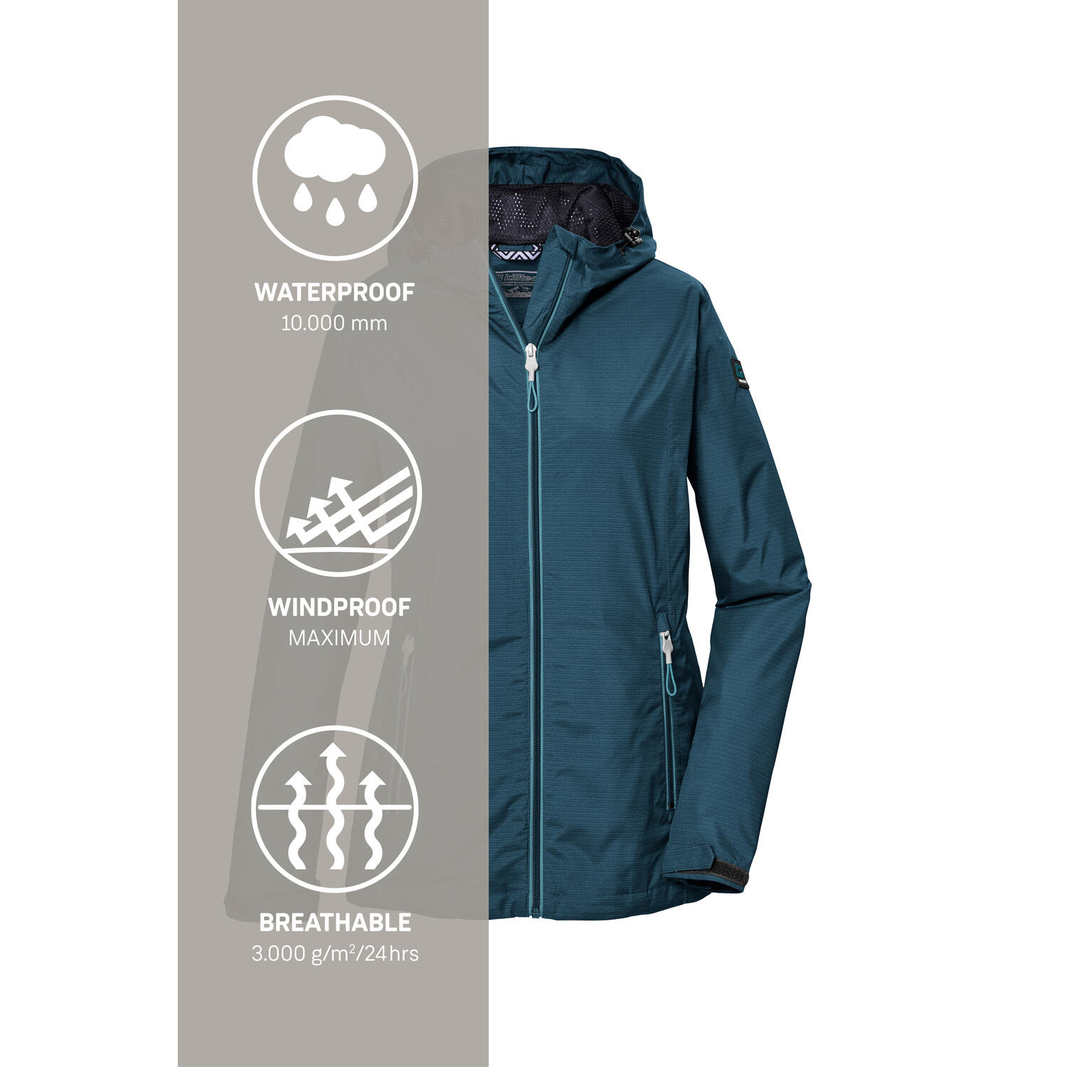 Killtec Funktionsjacke mit Kapuze für Damen wasserdicht 7/7