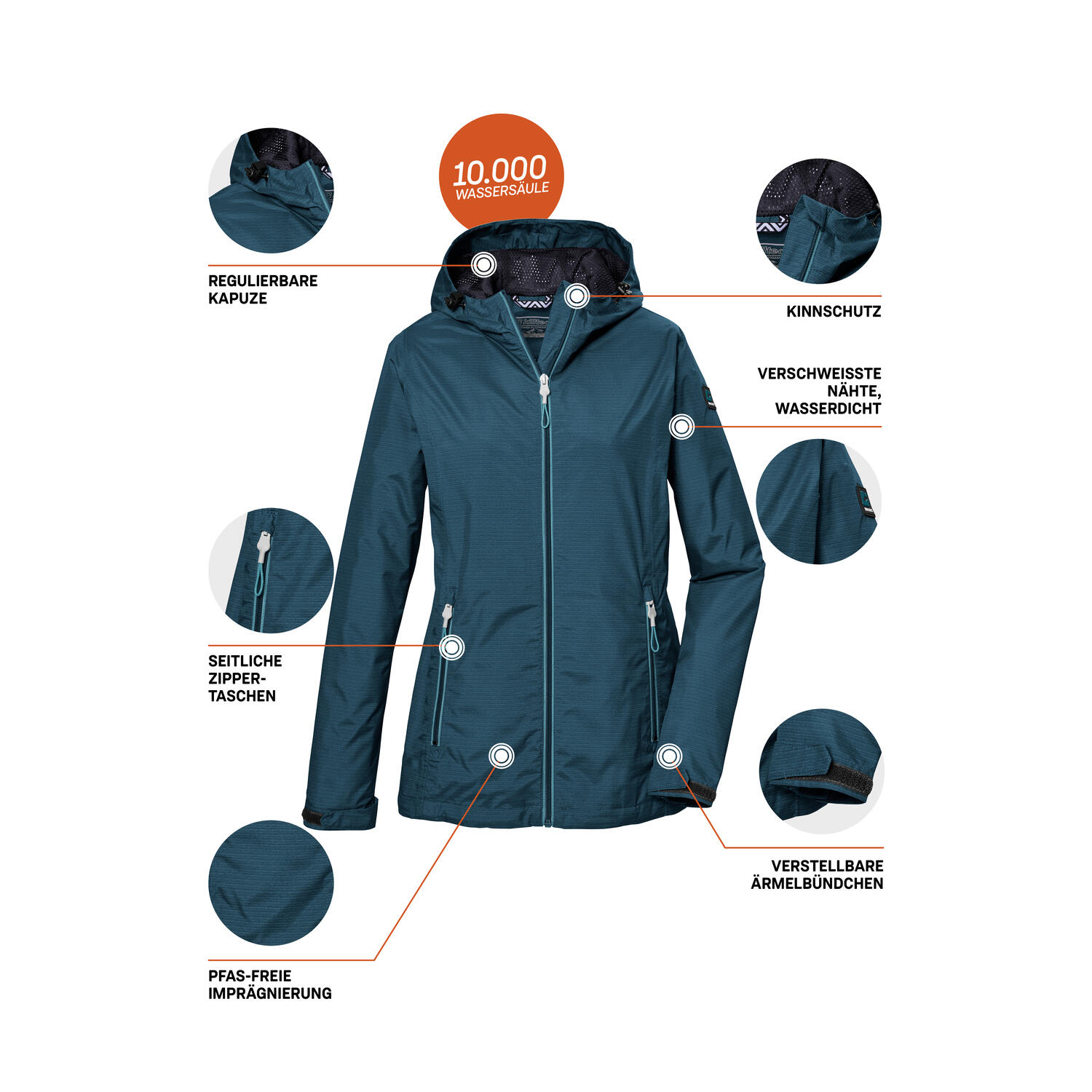 Killtec Funktionsjacke mit Kapuze für Damen wasserdicht 6/7