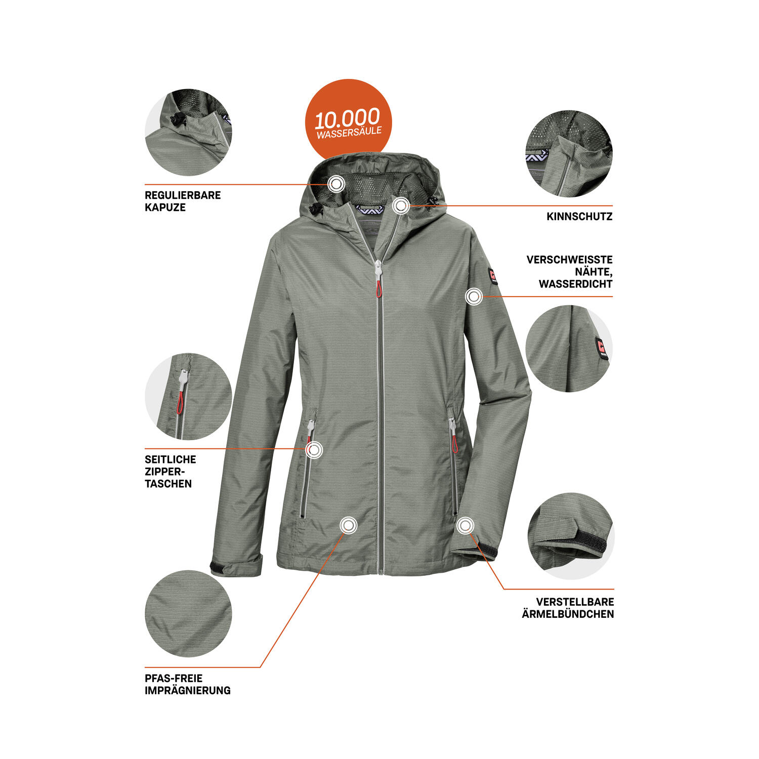 Killtec Funktionsjacke mit Kapuze für Damen wasserdicht 7/7
