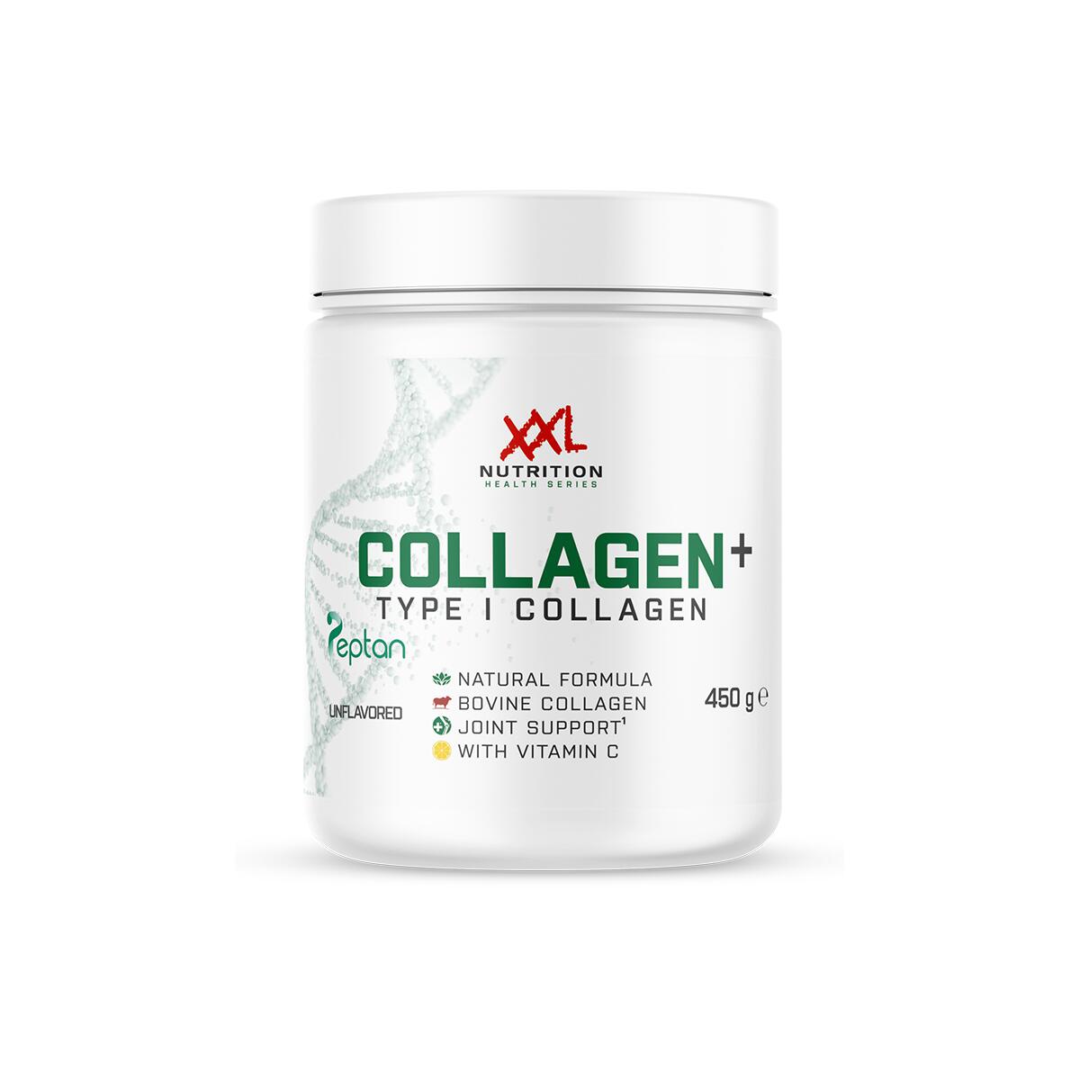 XXL NUTRITION Collagen+ Type 1 - Bovine Collageen Supplement, Vitamine C - Naturel - 450 gram