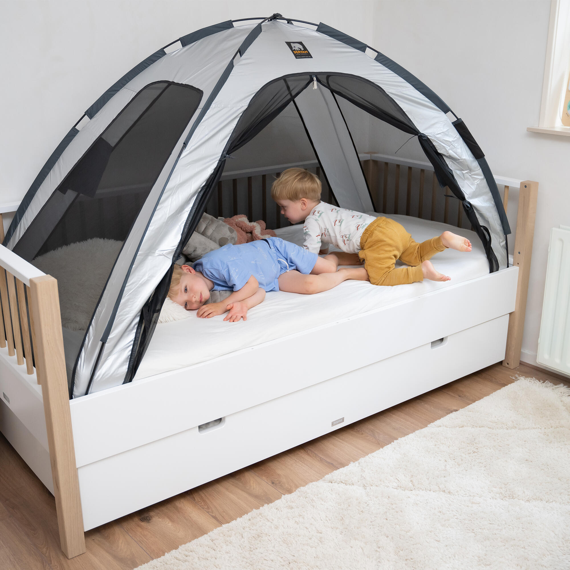 Tienda de cama con mosquitera - 200x90 cm - Malla de 1 mm - Plata 4/8