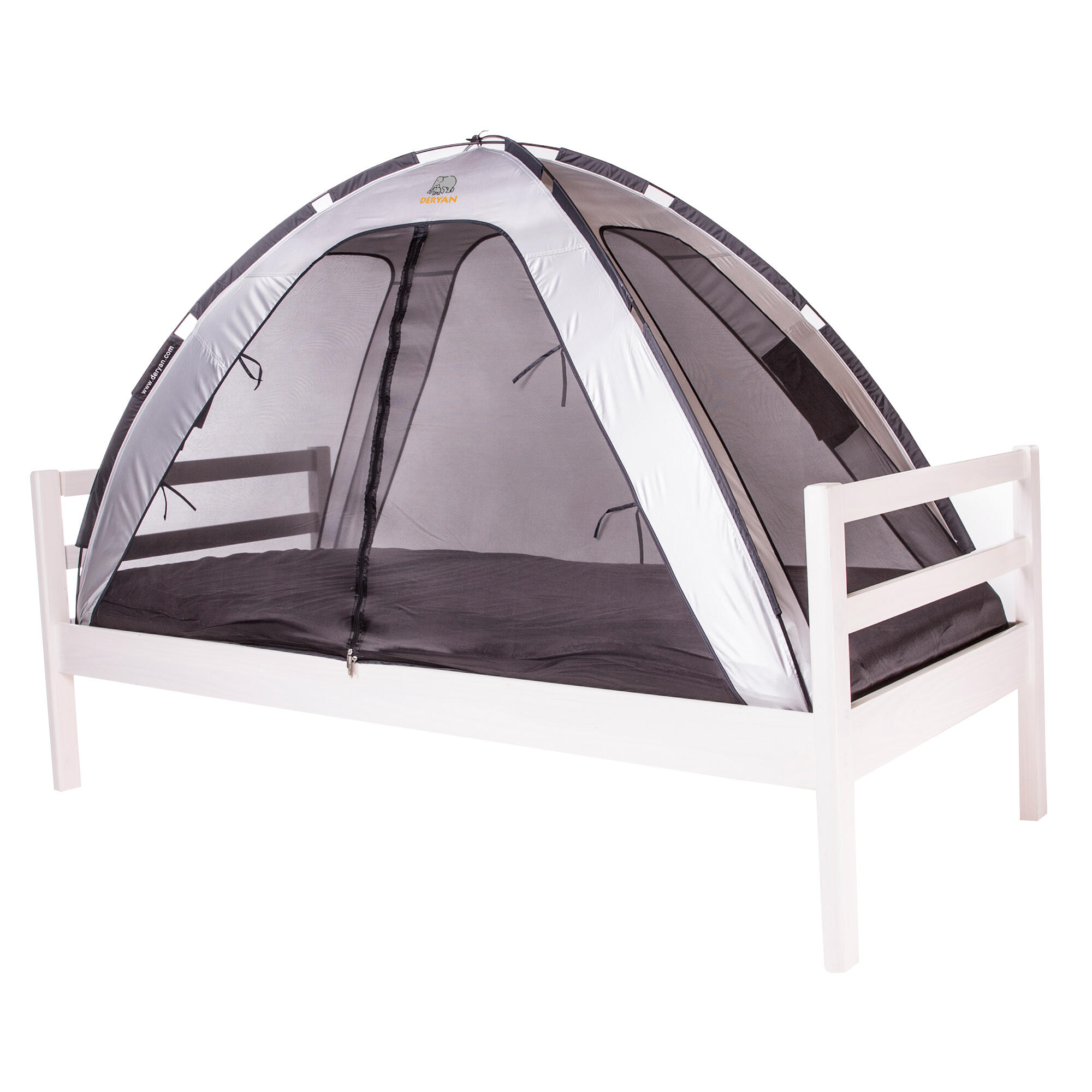Tienda de cama con mosquitera - 200x90 cm - Malla de 1 mm - Plata 3/8